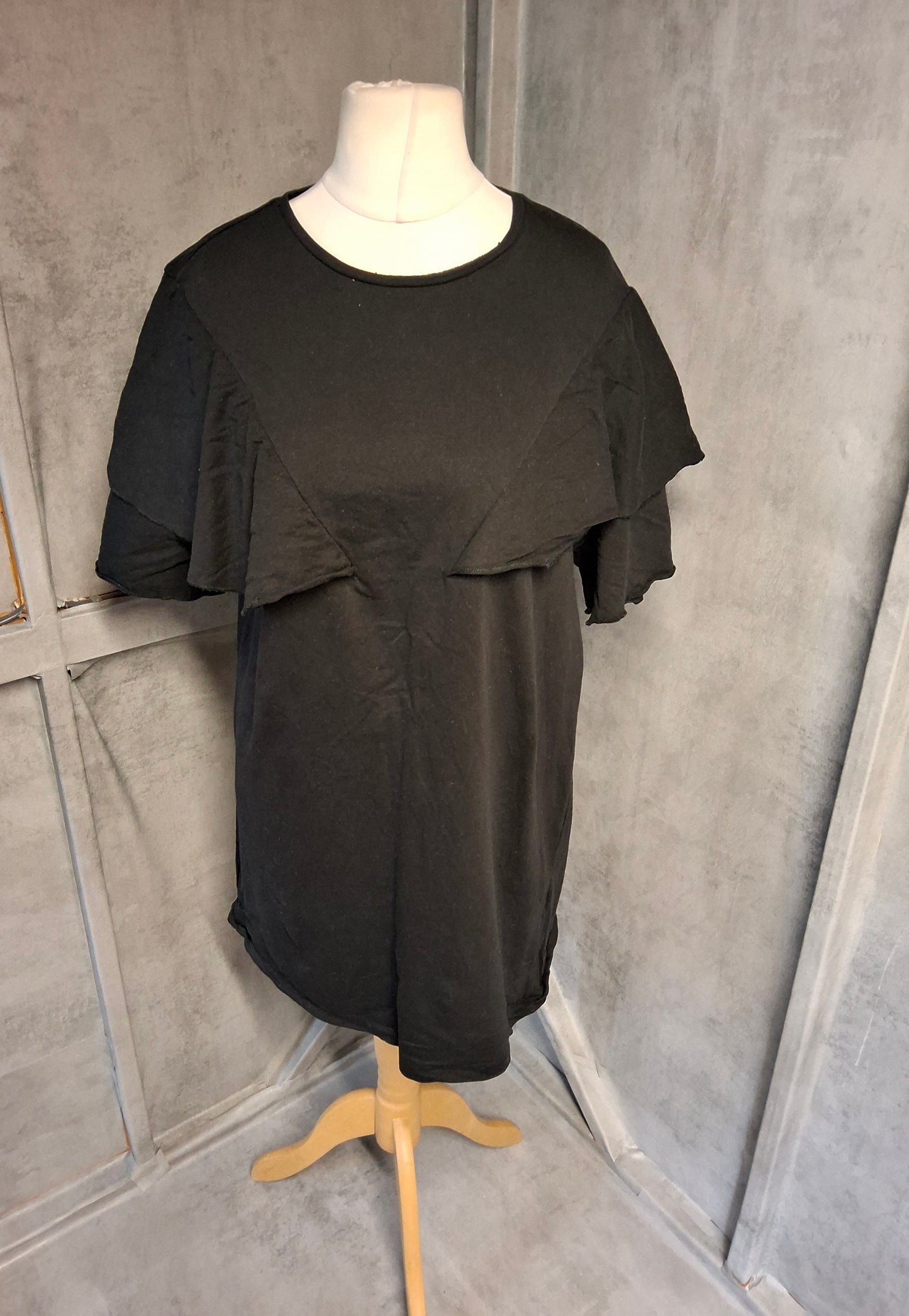 Zara Black Cotton T-Shirt Mini Dress – Euro L – UK 12/14 Fit – 100% Cotton