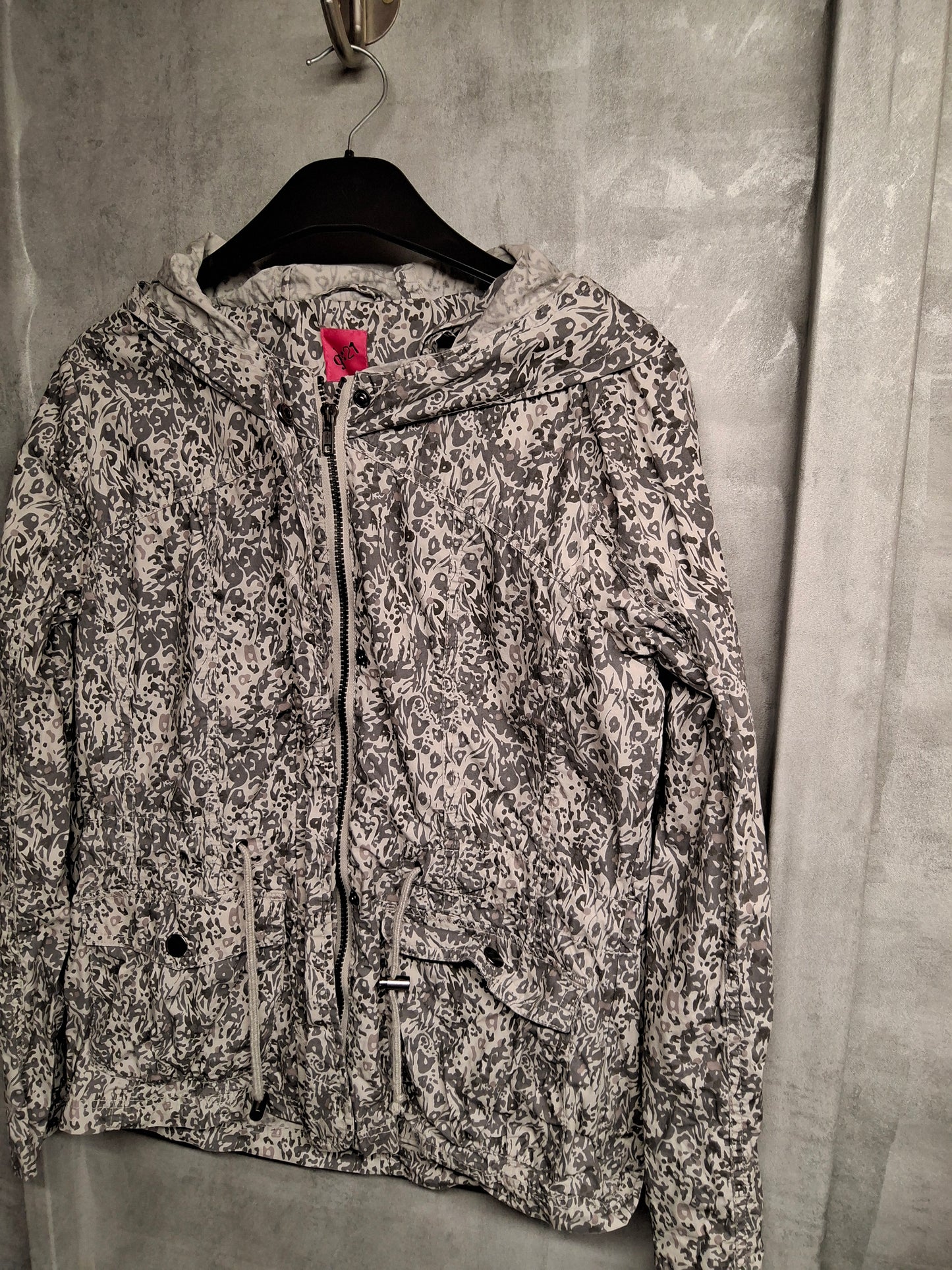 George G21 Grey Animal Print Hooded Jacket – Size 10