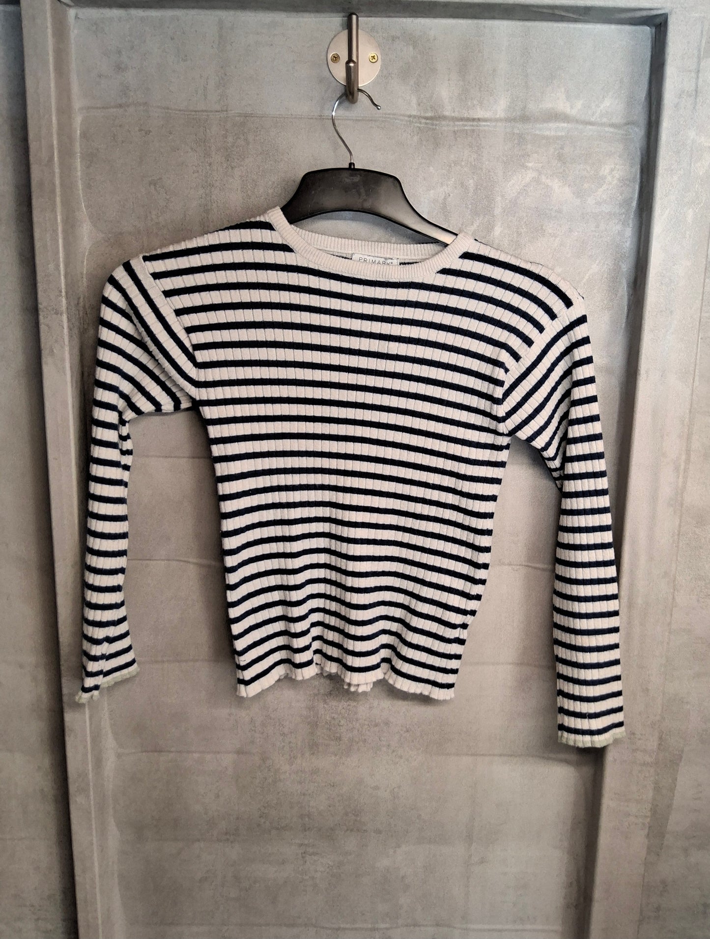 Primark Girls Navy & Off White Knit T-Shirt ā Age 10-11 Years