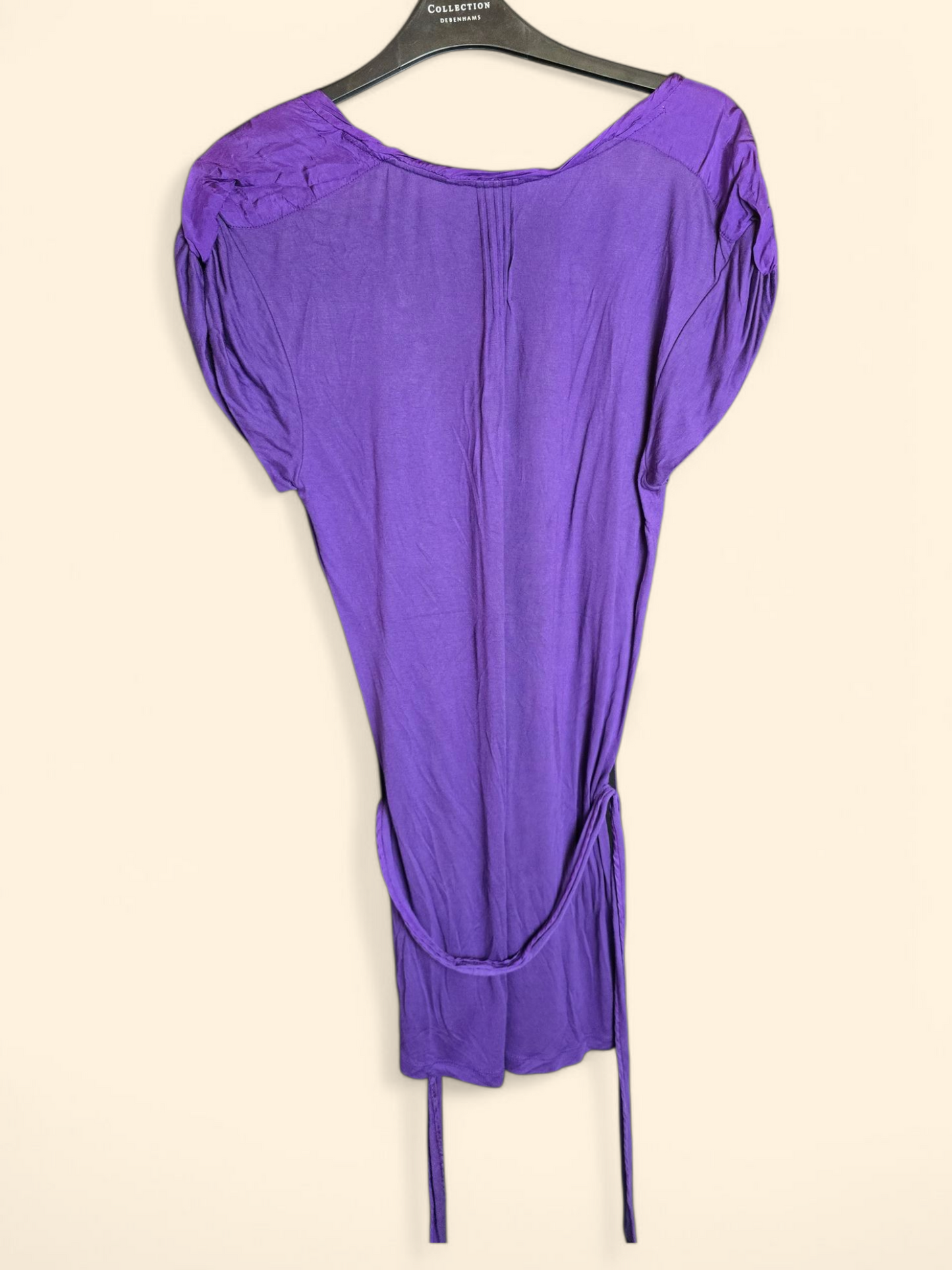 Fatface purple silk trim short sleeved t-shirt with belt size 10