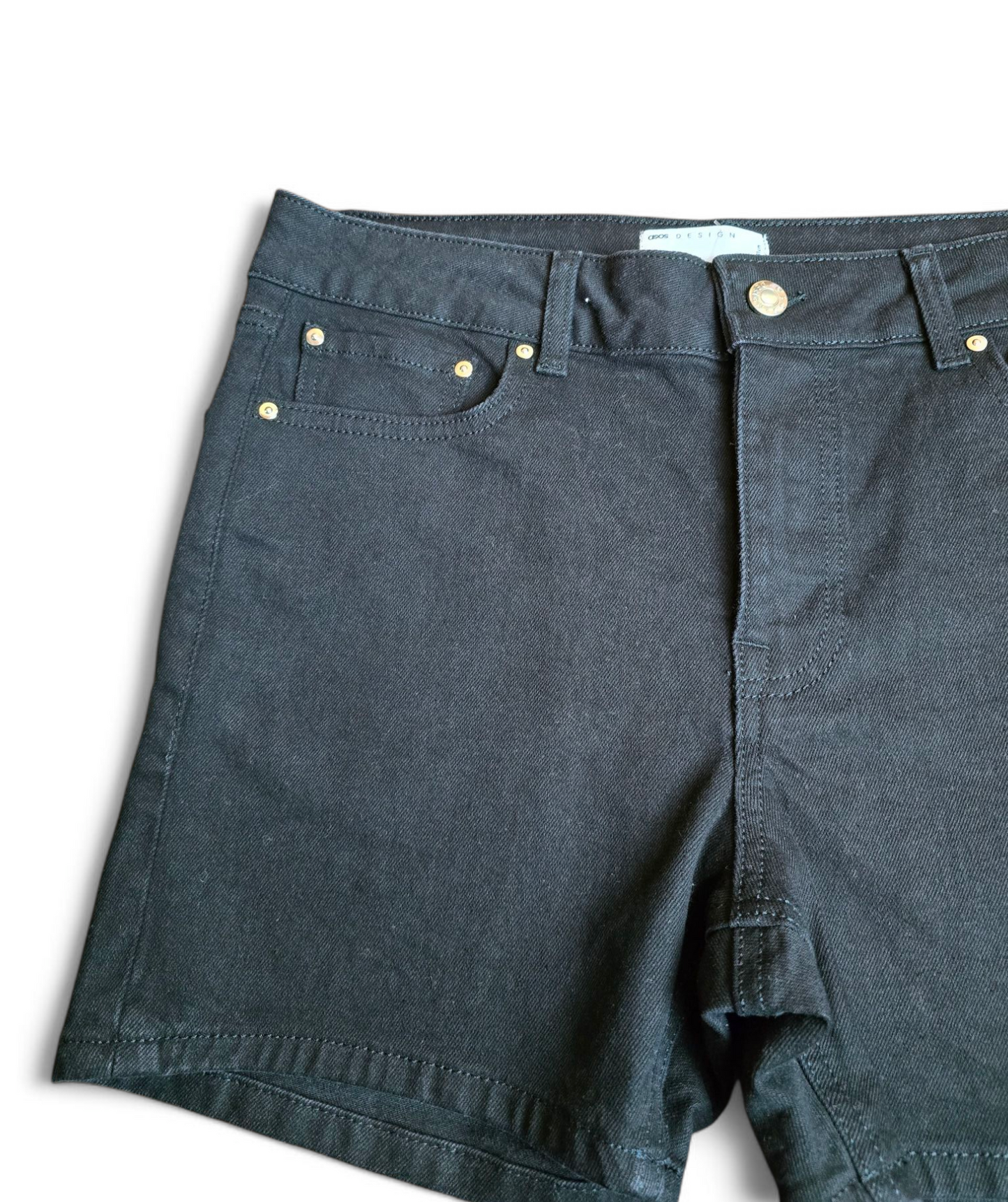 Asos high waisted black denim mini shorts size 28" W New size 10