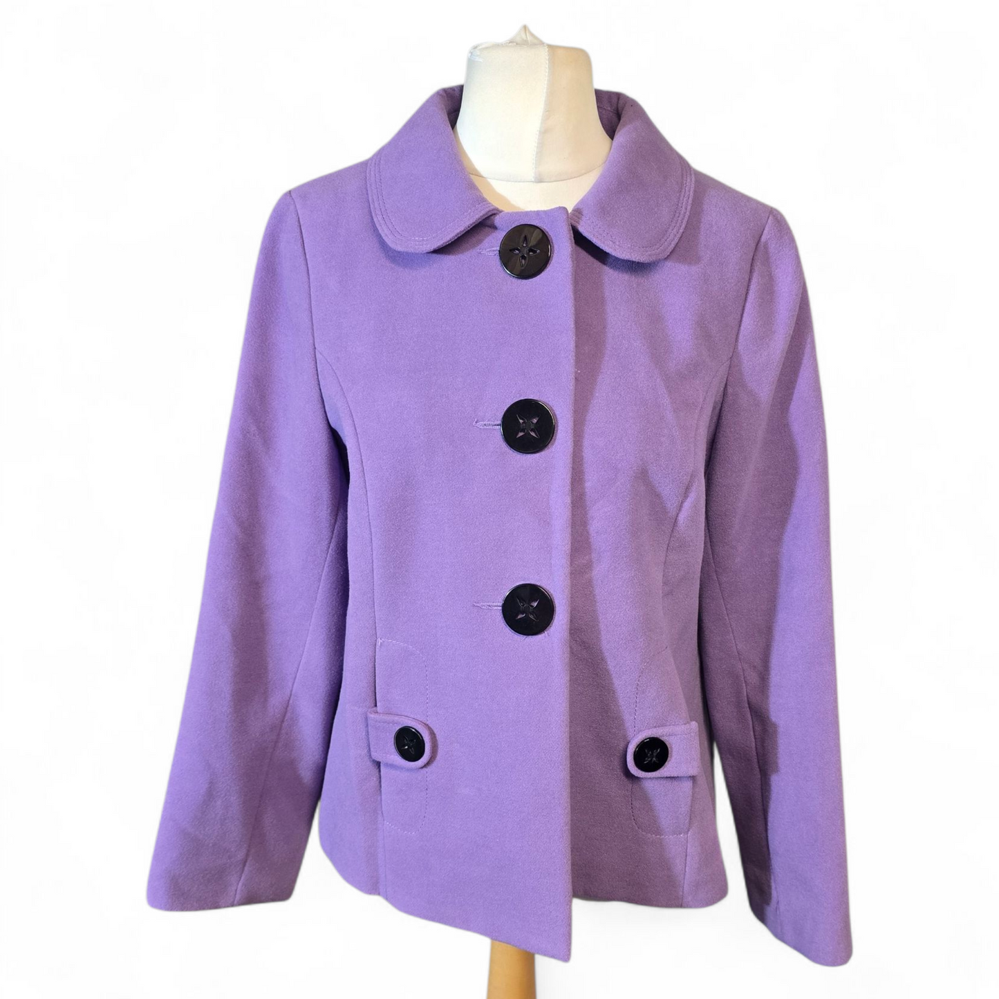 BM Lilac Pea Coat β Size 16 β Button Close & Pockets