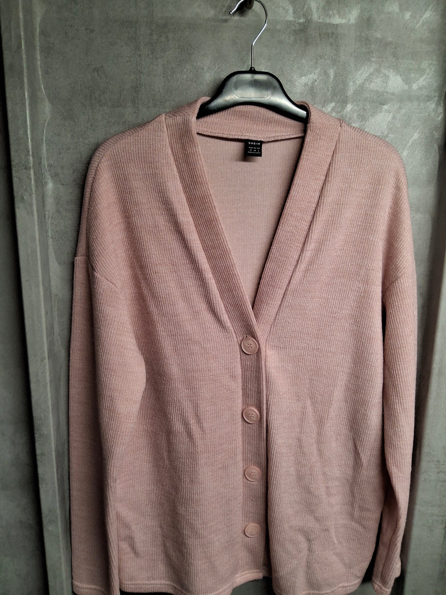 Shein Pale Pink V-Neck Button Cardigan – Size M (size 10/12)