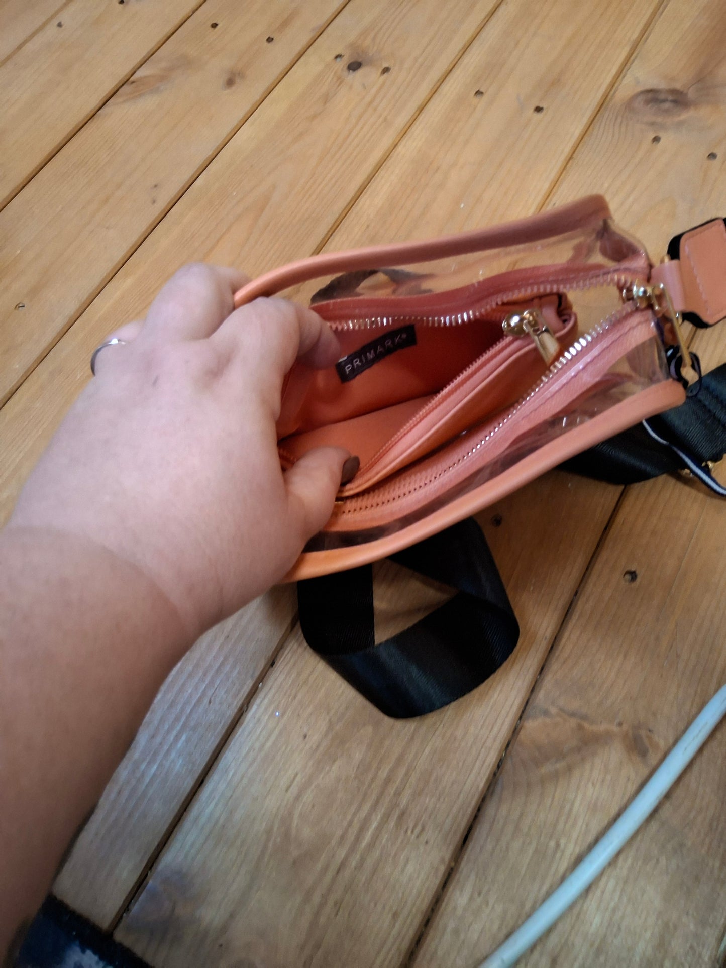 🧡 Primark Coral Clear Crossbody Bag with Removable Purse – 19x14cm 🧡
