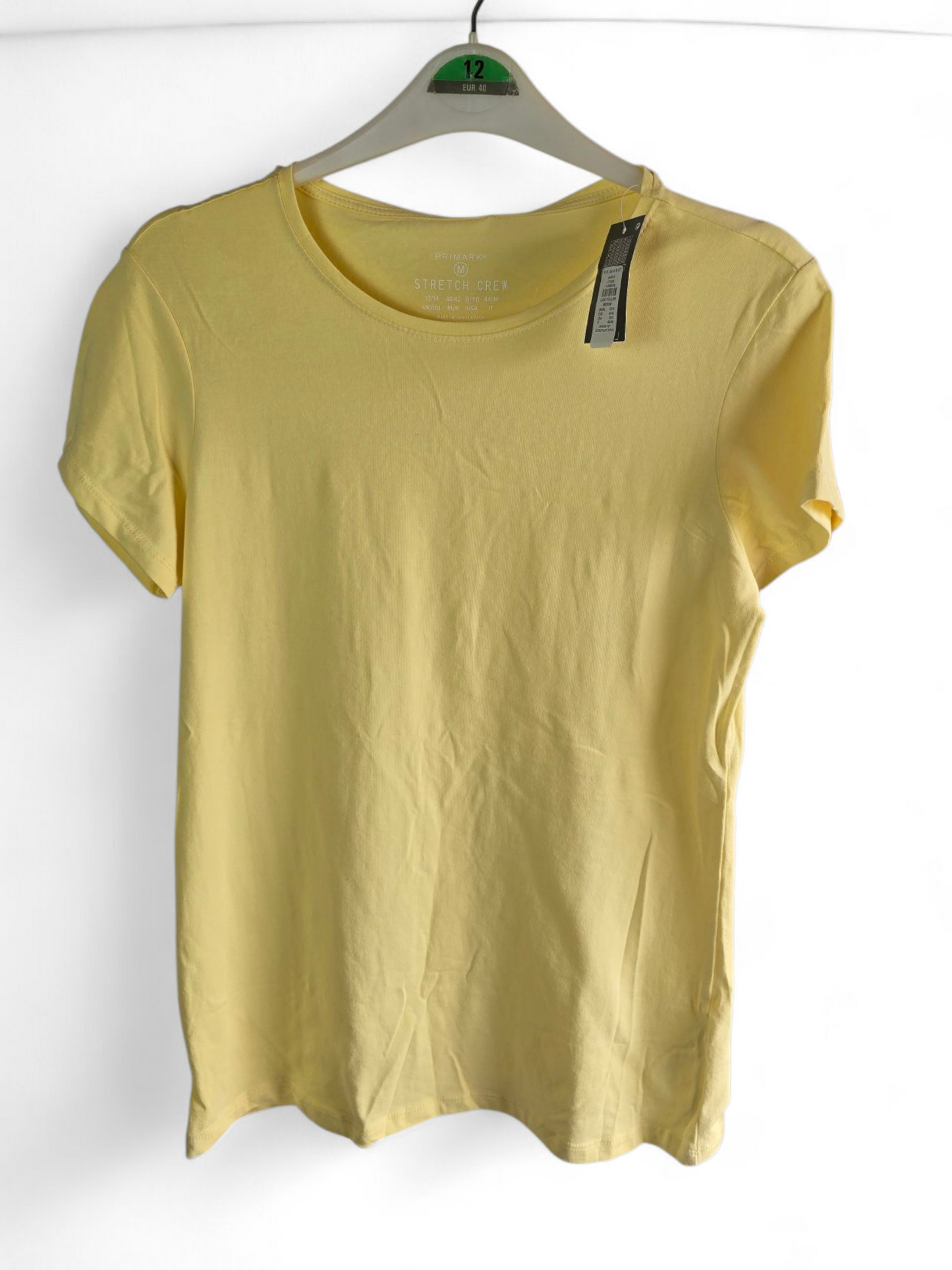 Primark yellow short sleeved basic t-shirt size 12/14 New