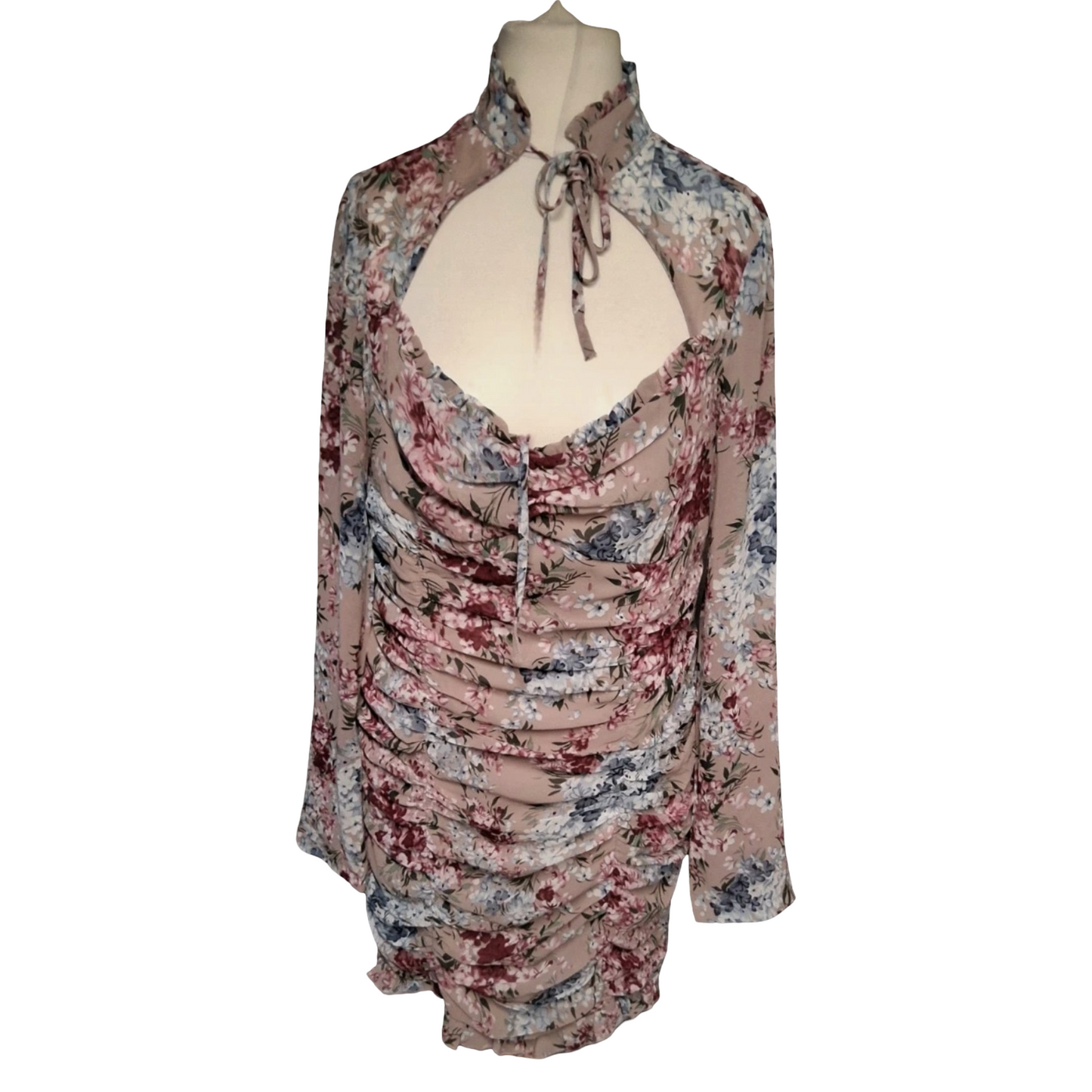PrettyLittleThing Floral Ruched Dress – Size 14 Romantic Chic