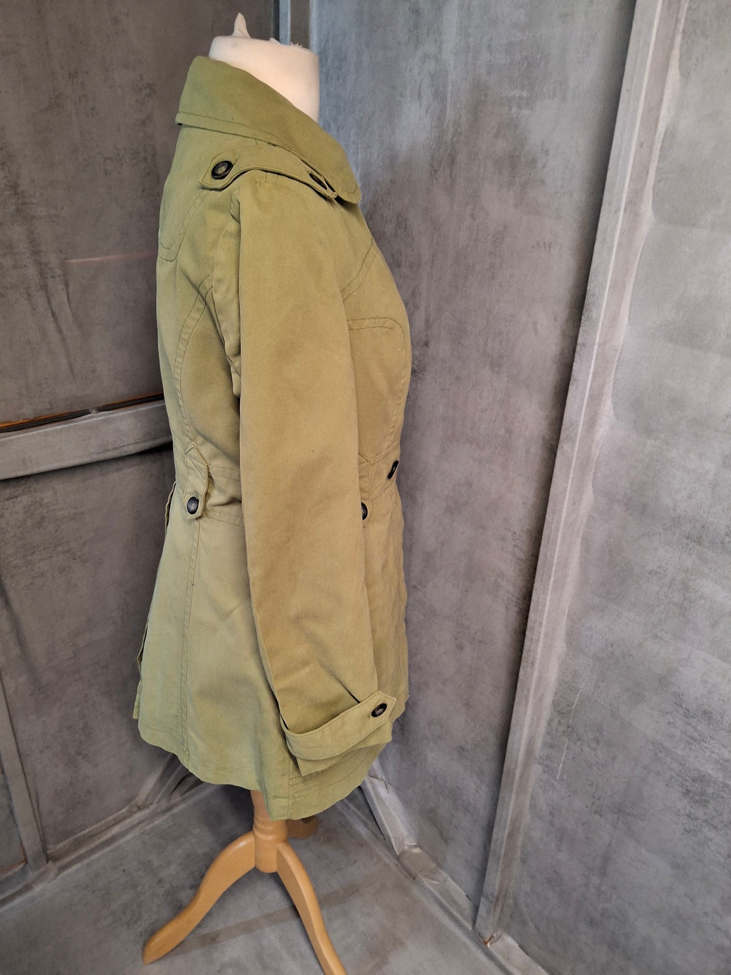 Next Petite Green Pea Coat – Size 12 – 100% Cotton, Lined
