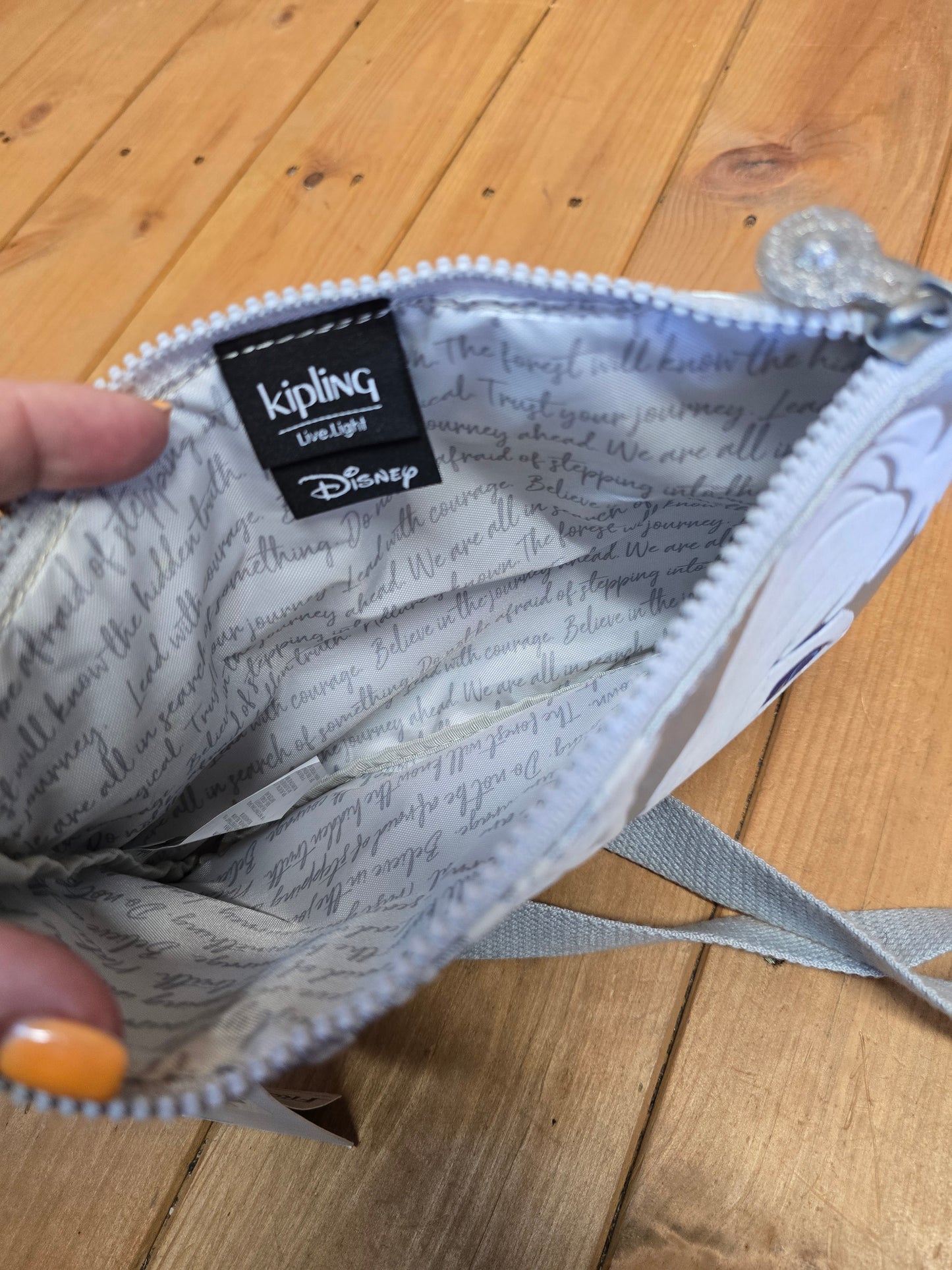 Kipling Frozen 2 Silver Shoulder Bag – Kids, Zip Close, Charm, New with Tags, 9"x7"