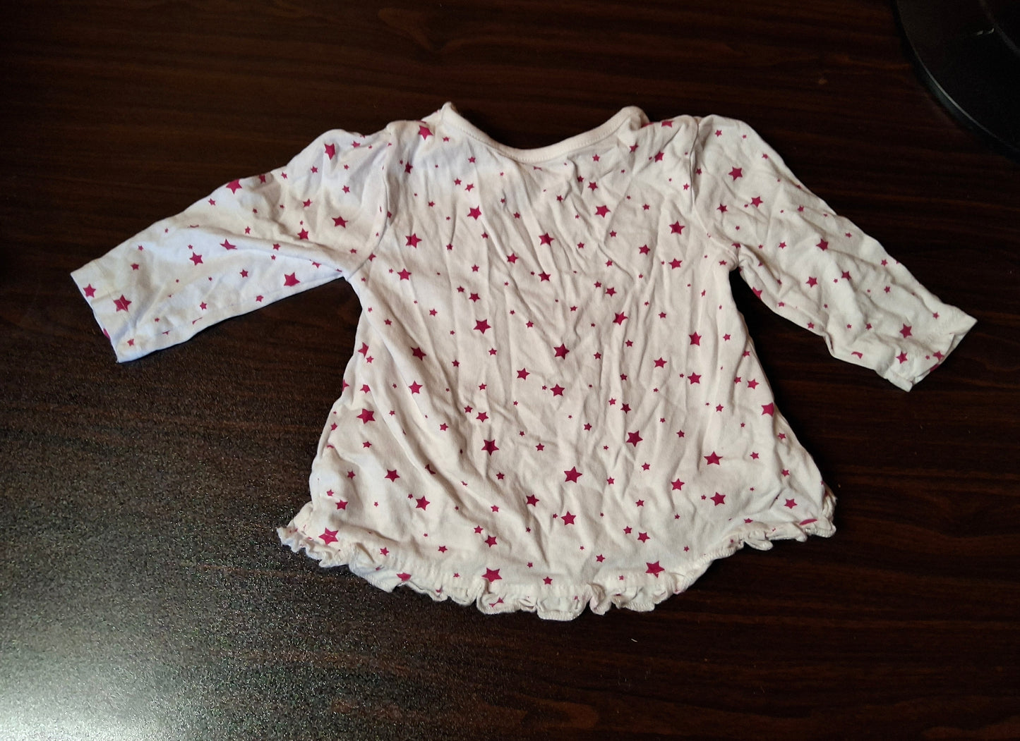 George Girls White & Pink Star Print Long Sleeve T-Shirt – 3–6 Months – 100% Cotton
