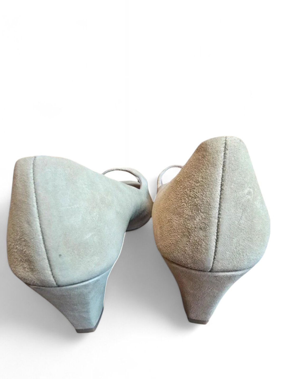 Lotus peep toe beige suede small heel shoes size 5.5