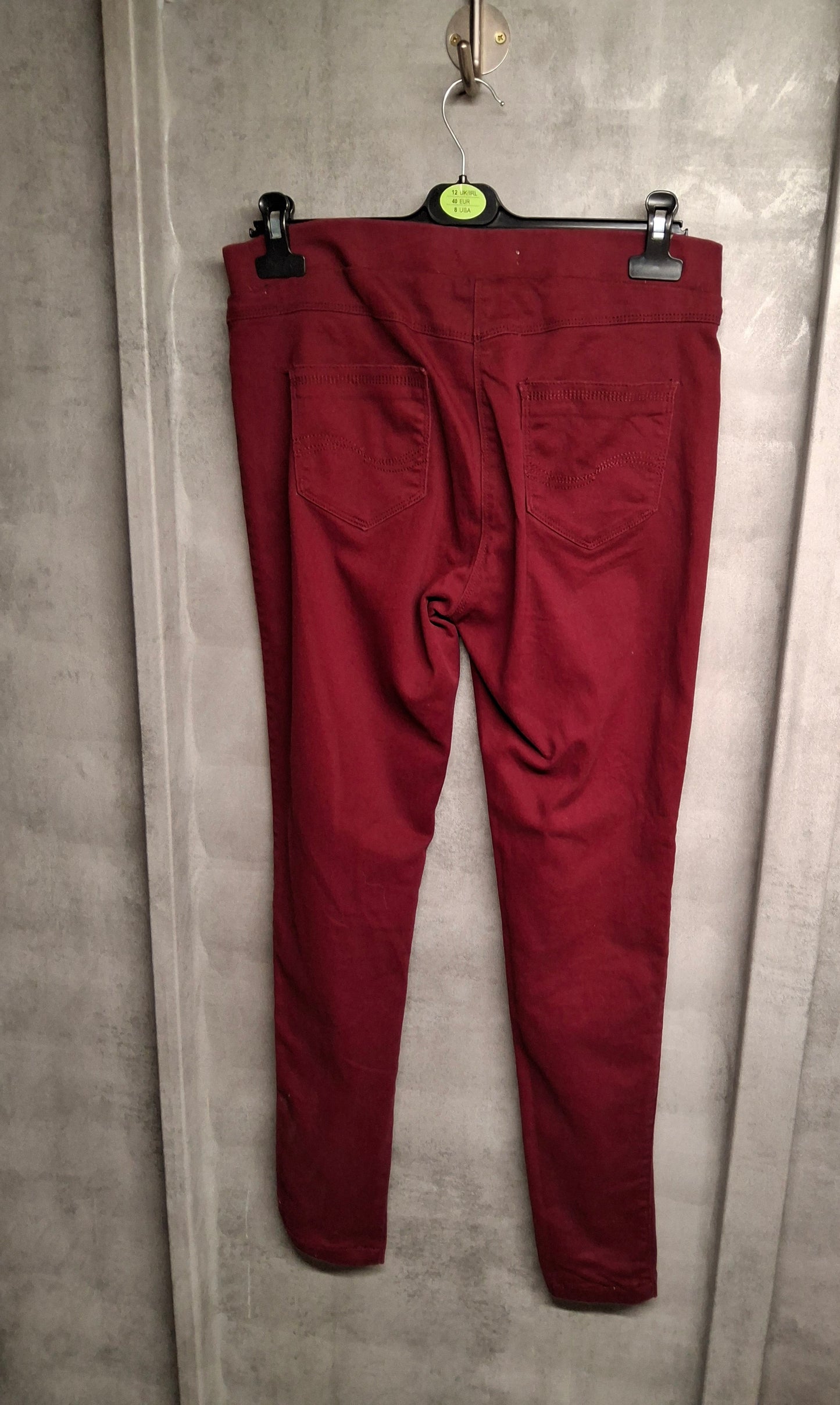 TU Burgundy Stretch Jeggings – Size 14 | Slim Fit, Pull-On, Comfy Everyday Pants with Pockets