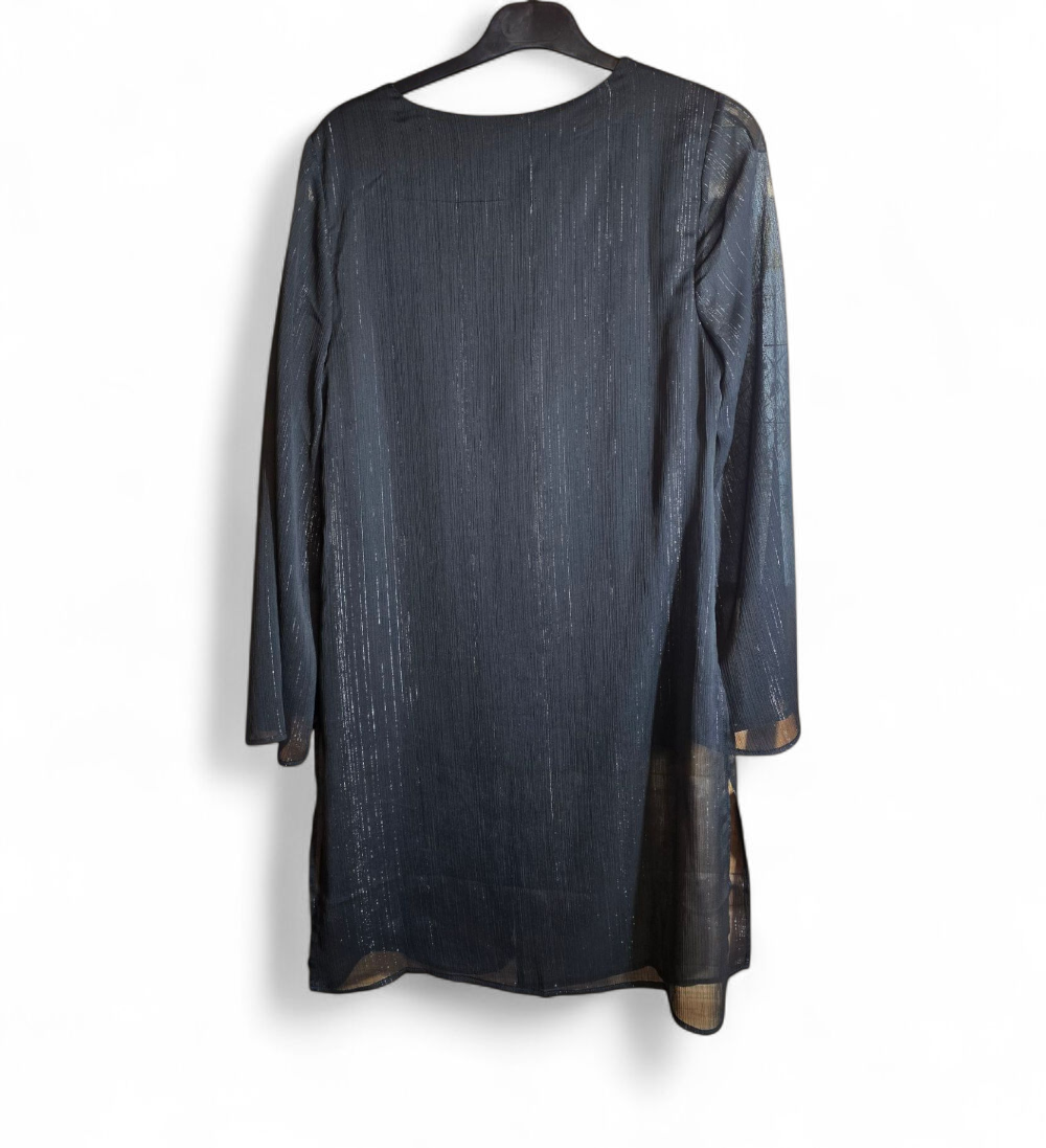 Julien Macdonald black & silver long sleeved layered top size 8