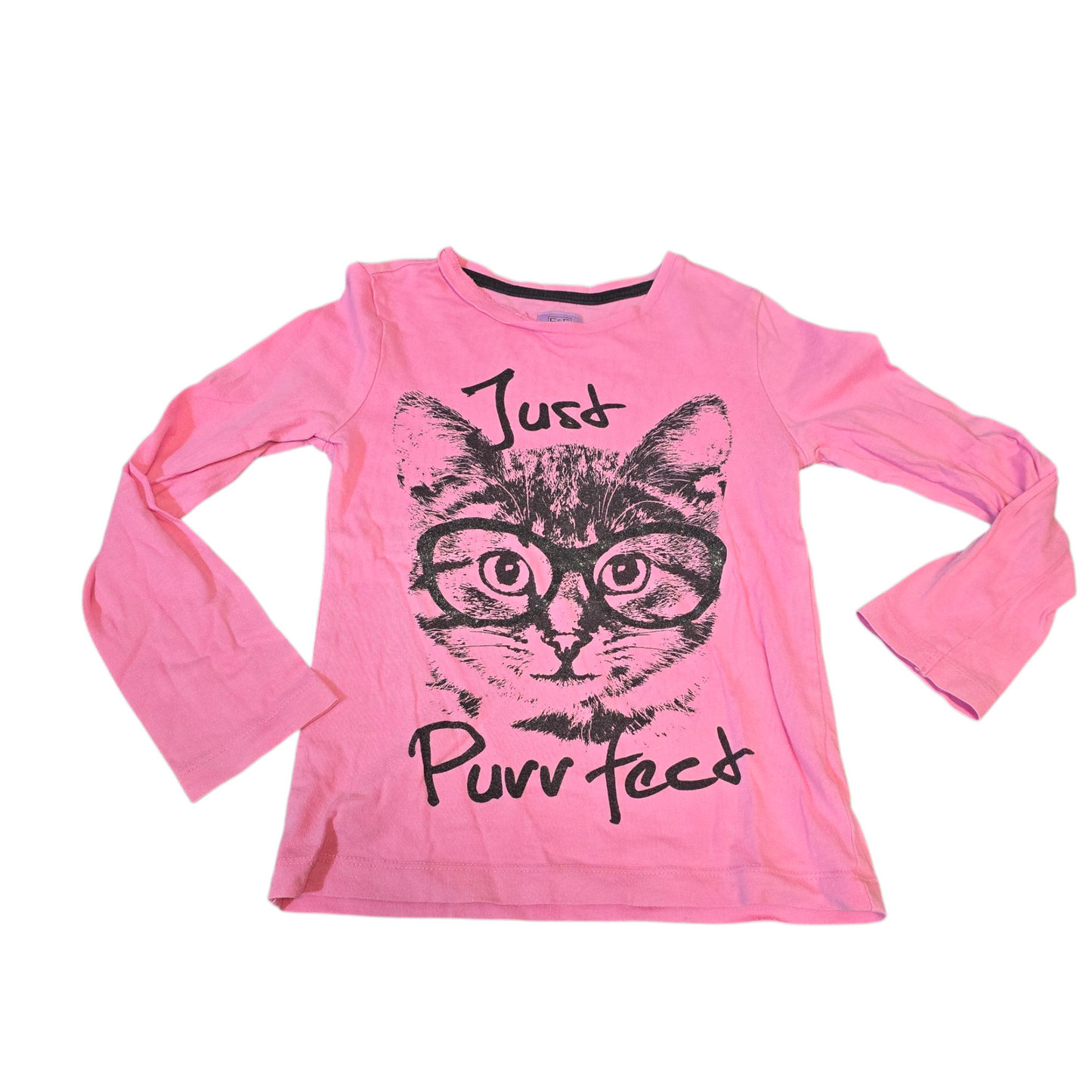 F&F Pink “Just Purrfect” Long Sleeve Tee – 5–6 Years 🐱💗