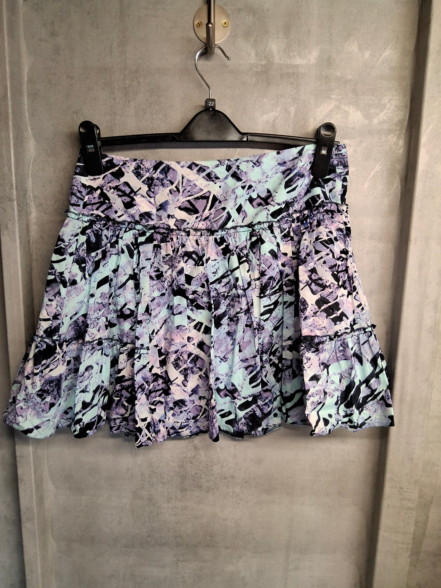Jane Norman Purple & Turquoise Mini Skirt – Size 8 – Flared & Frilly, 100% Cotton, NWT