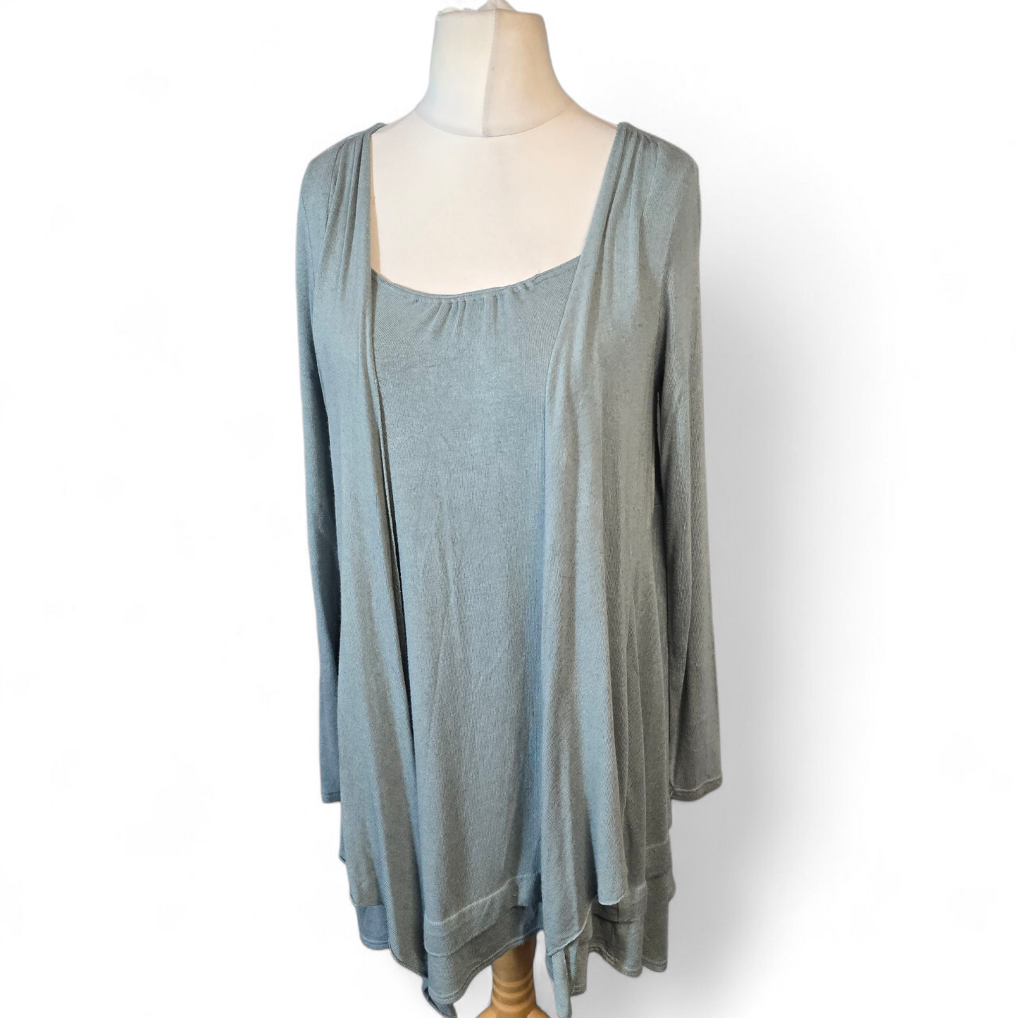 Marine & Me Mint Green Longline Waterfall Jumper ā UK 12/14