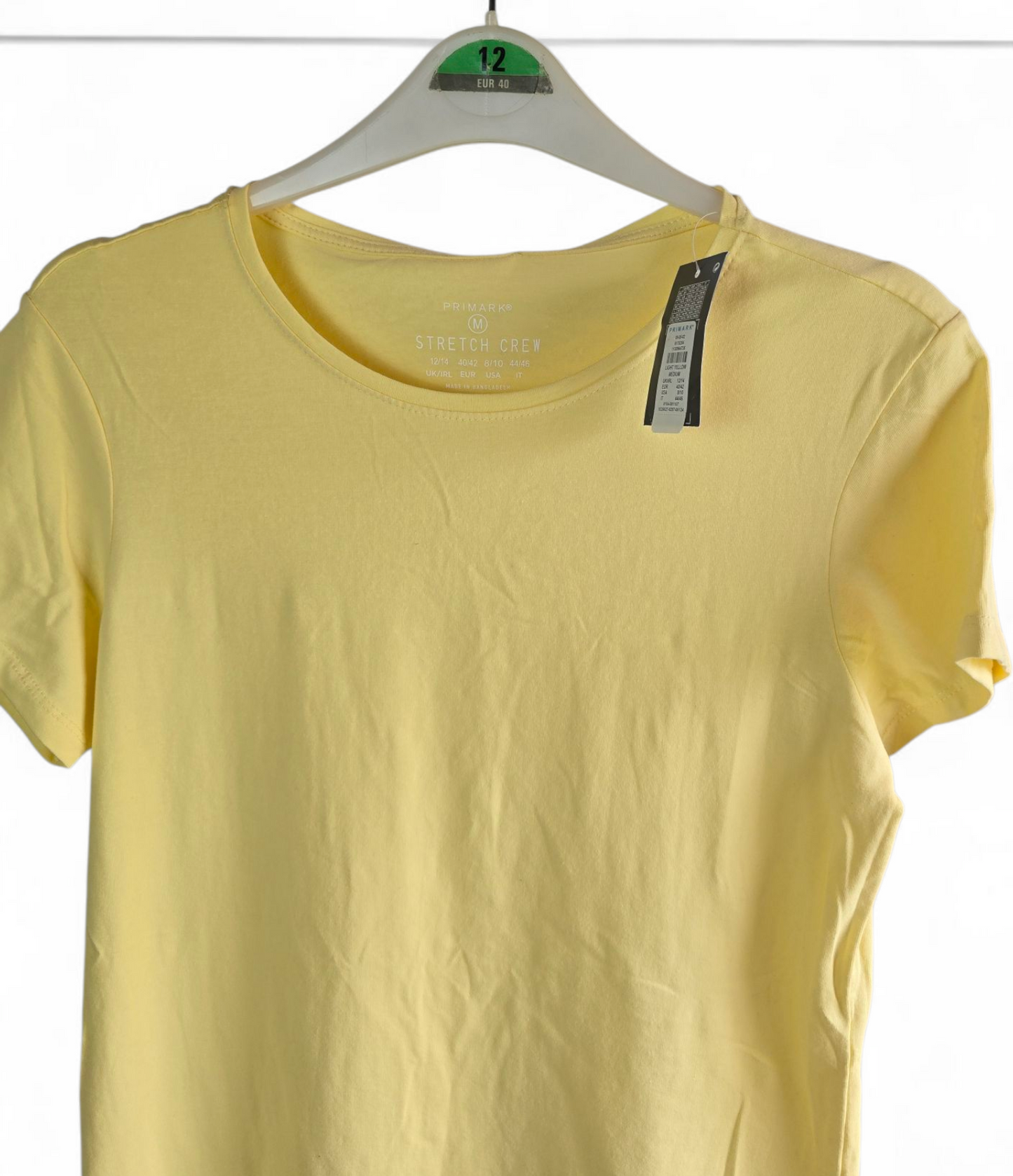 Primark yellow short sleeved basic t-shirt size 12/14 New