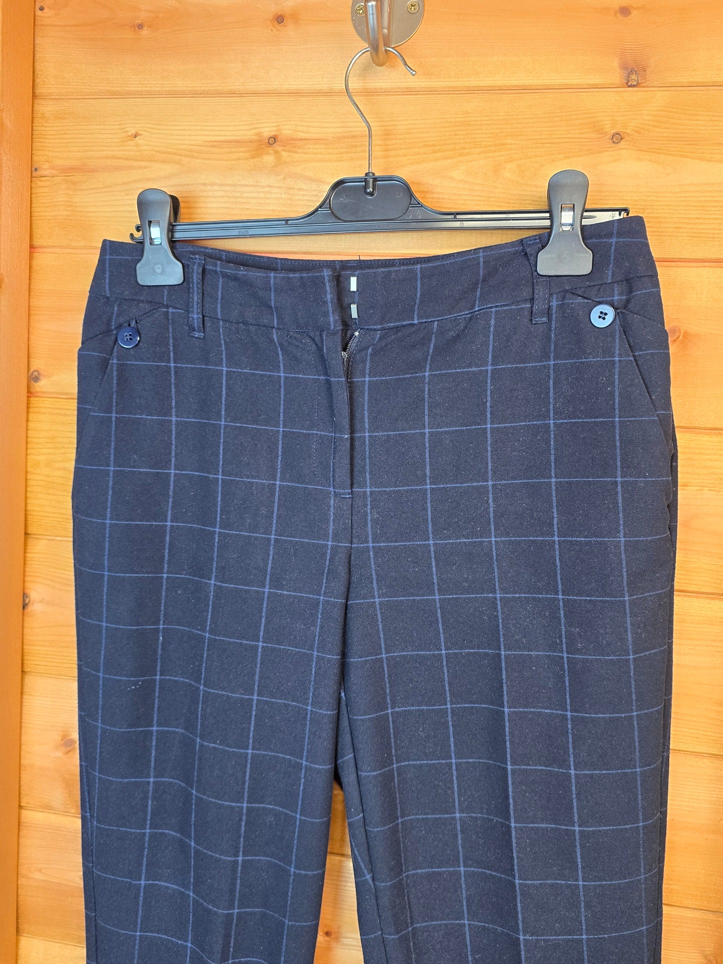 π Laura Ashley Navy Check Trousers β Size 10 | Smart & Thick Fabric