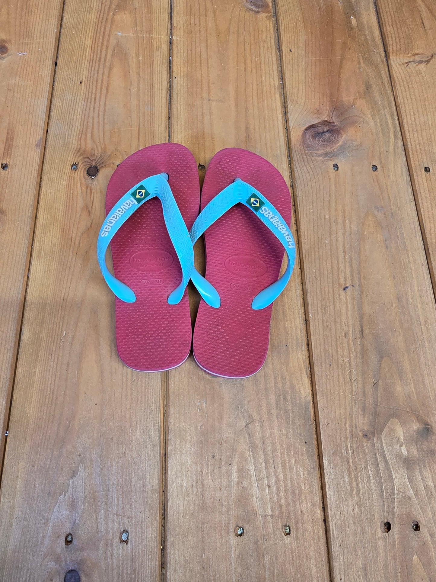 Havaianas Kids Flip Flops Size 12.5/13 – Mint Green & Pink, Comfy Fit, Durable, Light Marks