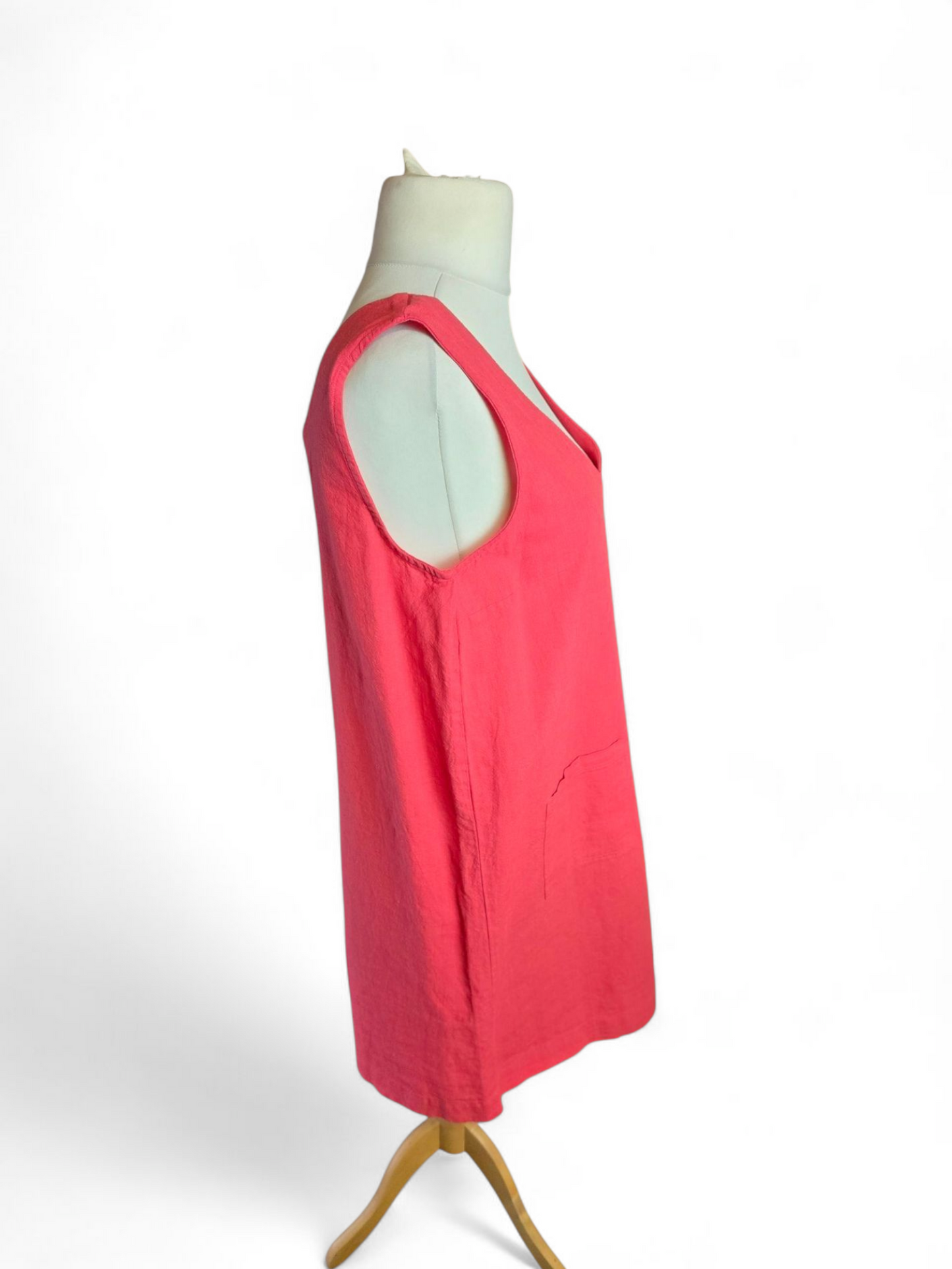 Amara Reya Linen Blend Dress Size 16 | Sleeveless | V-Neck | Pockets | Knee Length | Summer Chic
