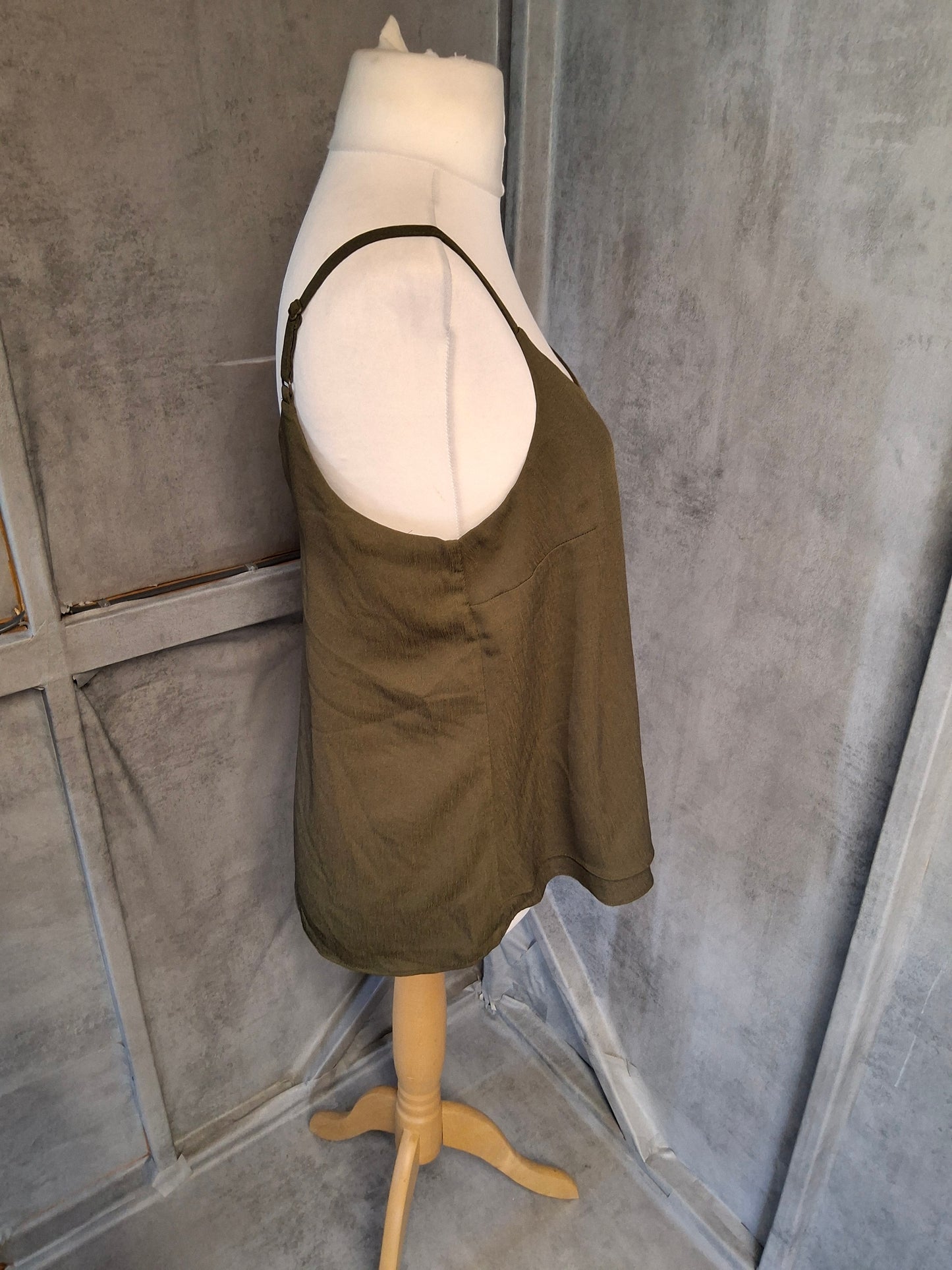 George Khaki Green Cami Top – Size 12 – Layered Hem