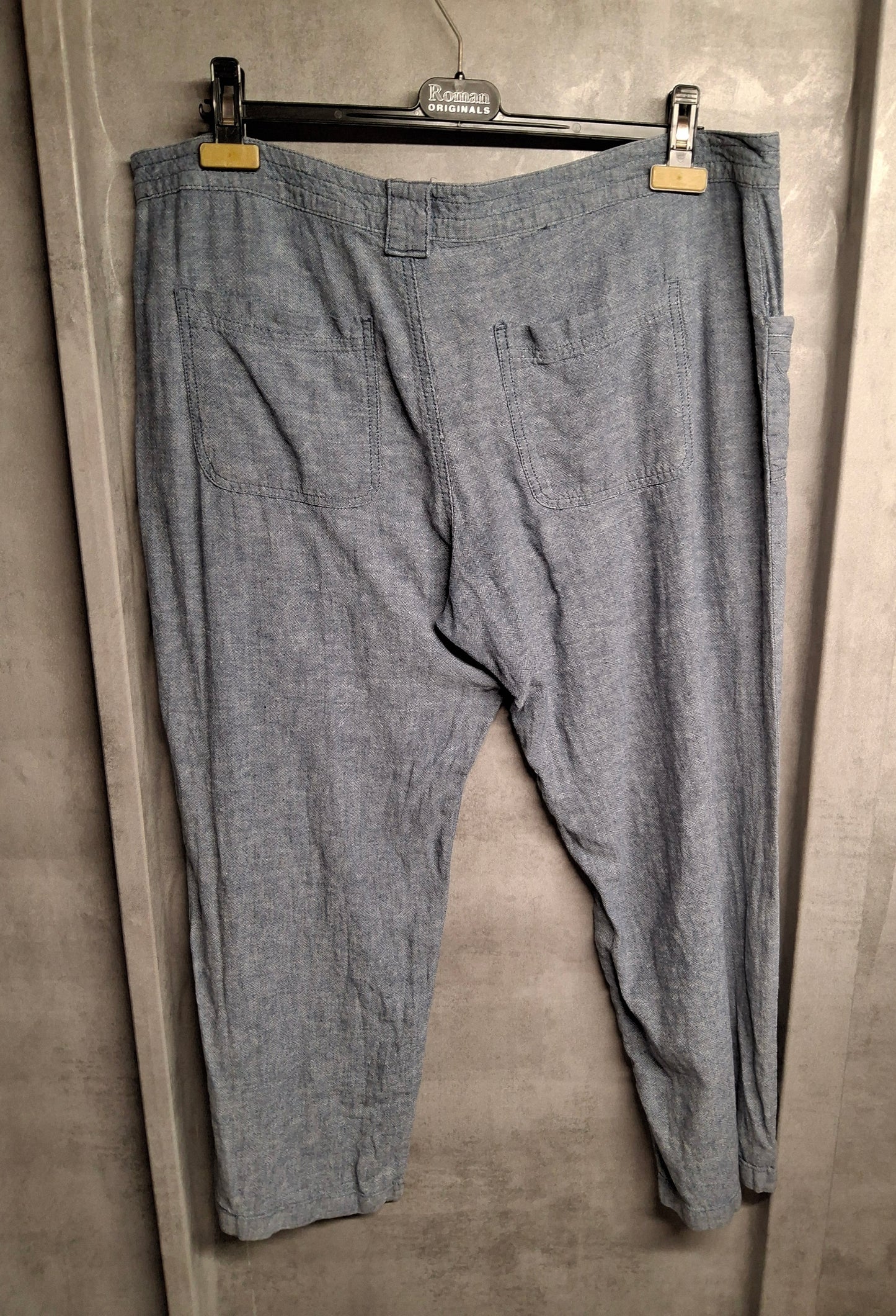 Tu Light Blue Linen Blend Bootcut Trousers – Size 16 Short – Relaxed Summer Vibes