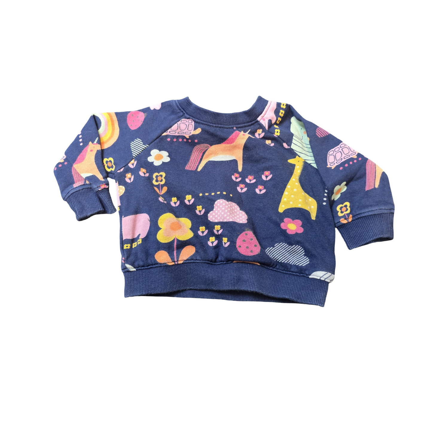 Next Girls Navy Animal Print Jumper β 3β6 Months β 100% Cotton