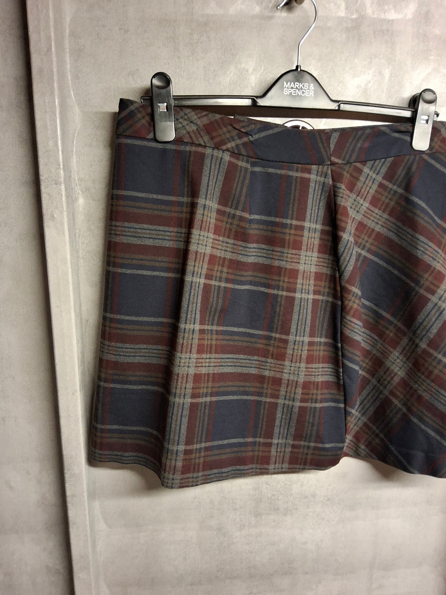 Tu Navy Red Grey Tartan Wrap Mini Skirt with Belt – Size 12