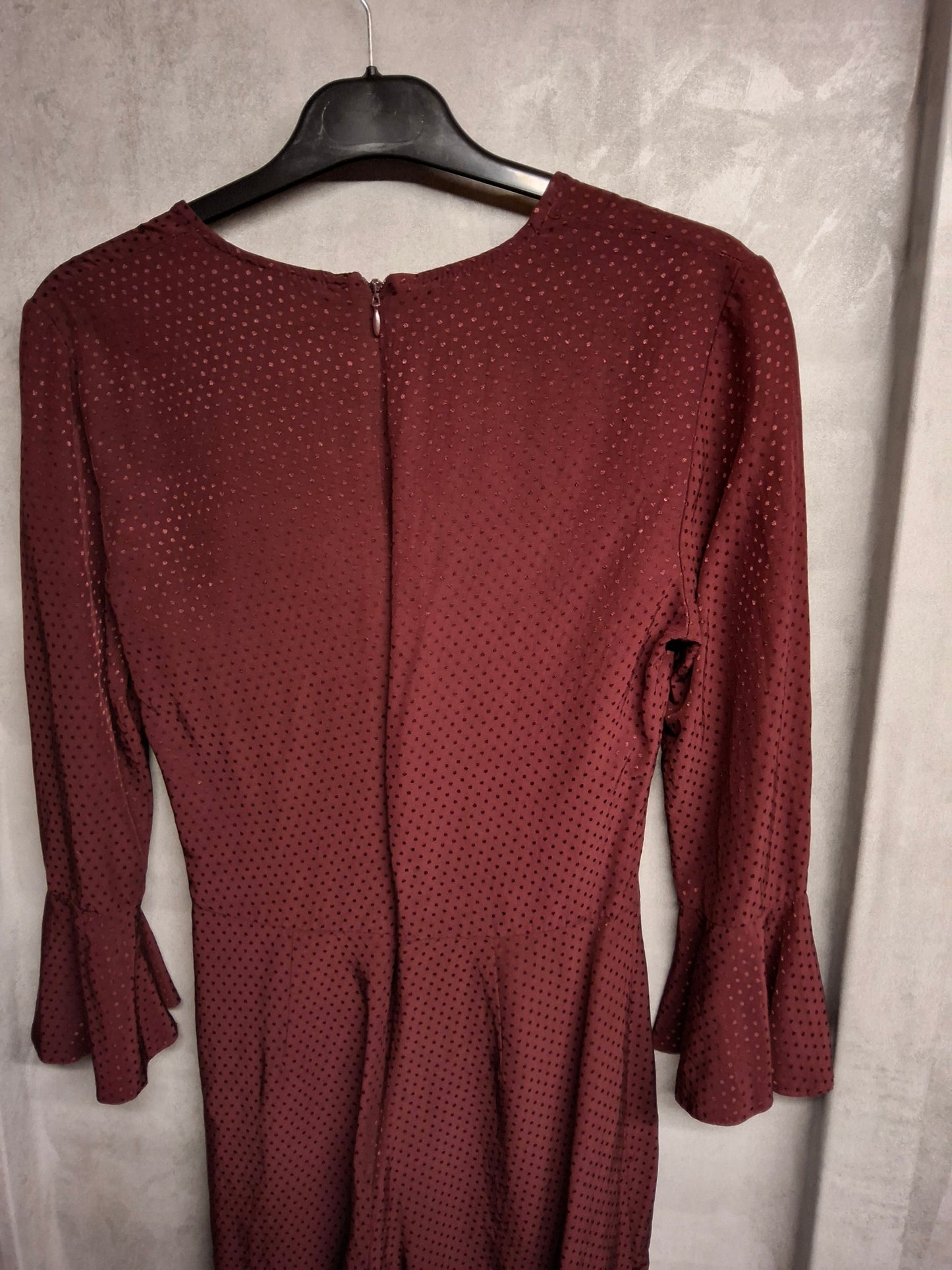 Topshop Purple Playsuit – Size 10 – Bell Sleeve Wrap Style with Zip Back