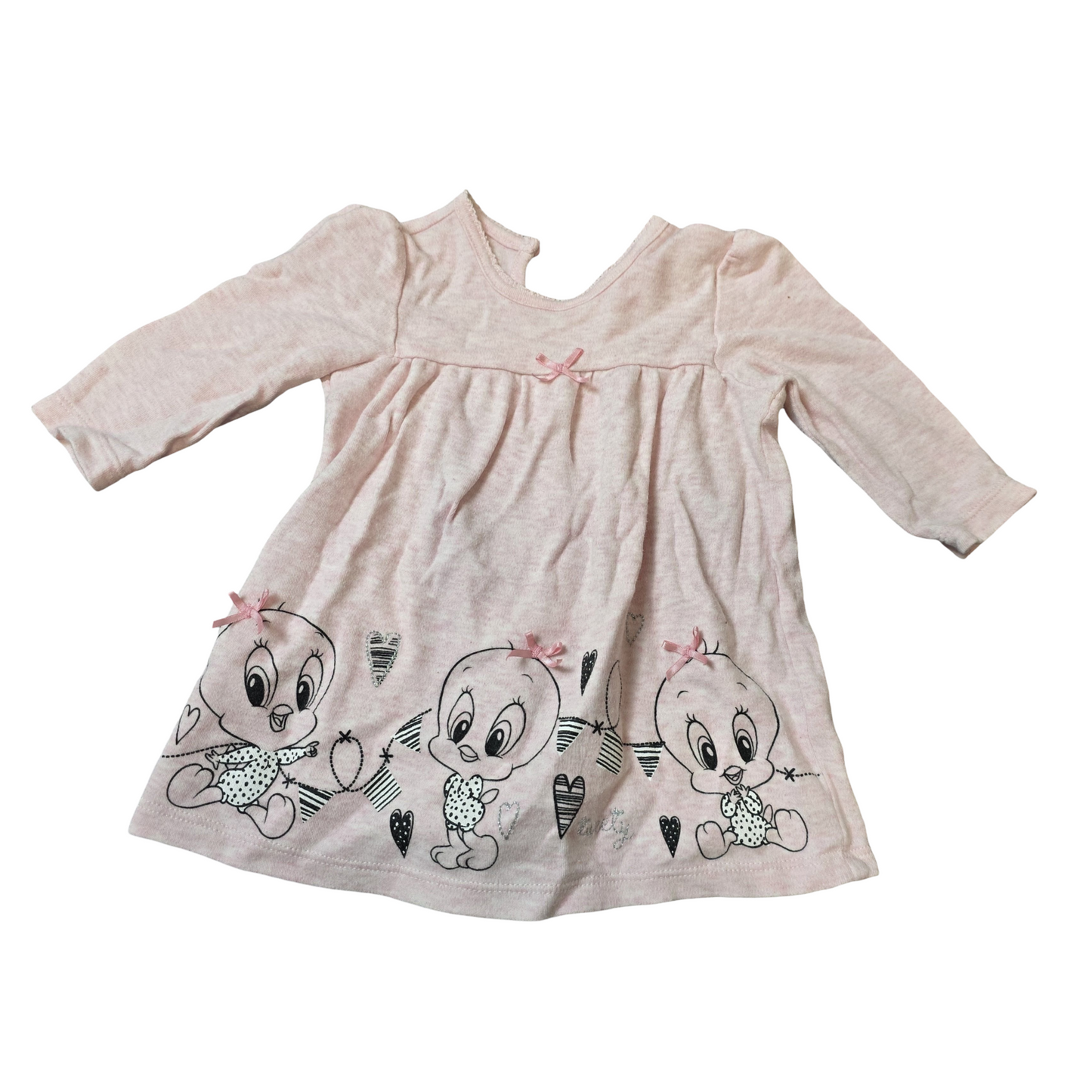 George Girls Pink Tweety Print Long Sleeve T-Shirt β 3β6 Months β 100% Cotton