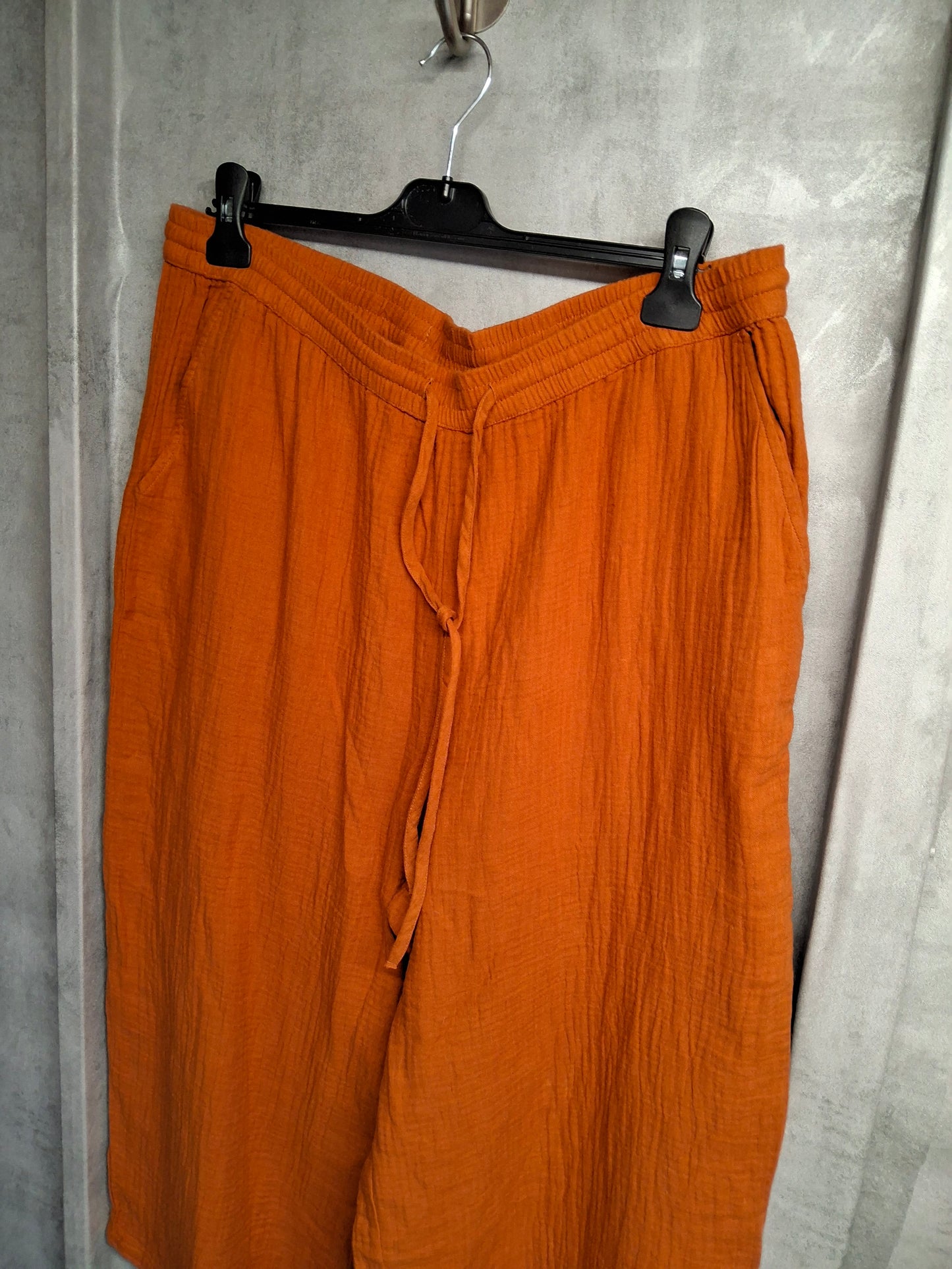 George Burnt Orange Cotton Wide Leg Cropped Trousers ā Size 18 ā High Waisted