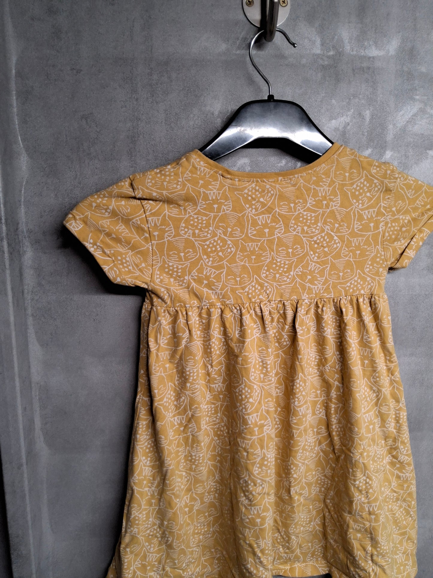 Next Yellow & White Cat Print Cotton Dress ā Age 4-5 Years ā Short Sleeve