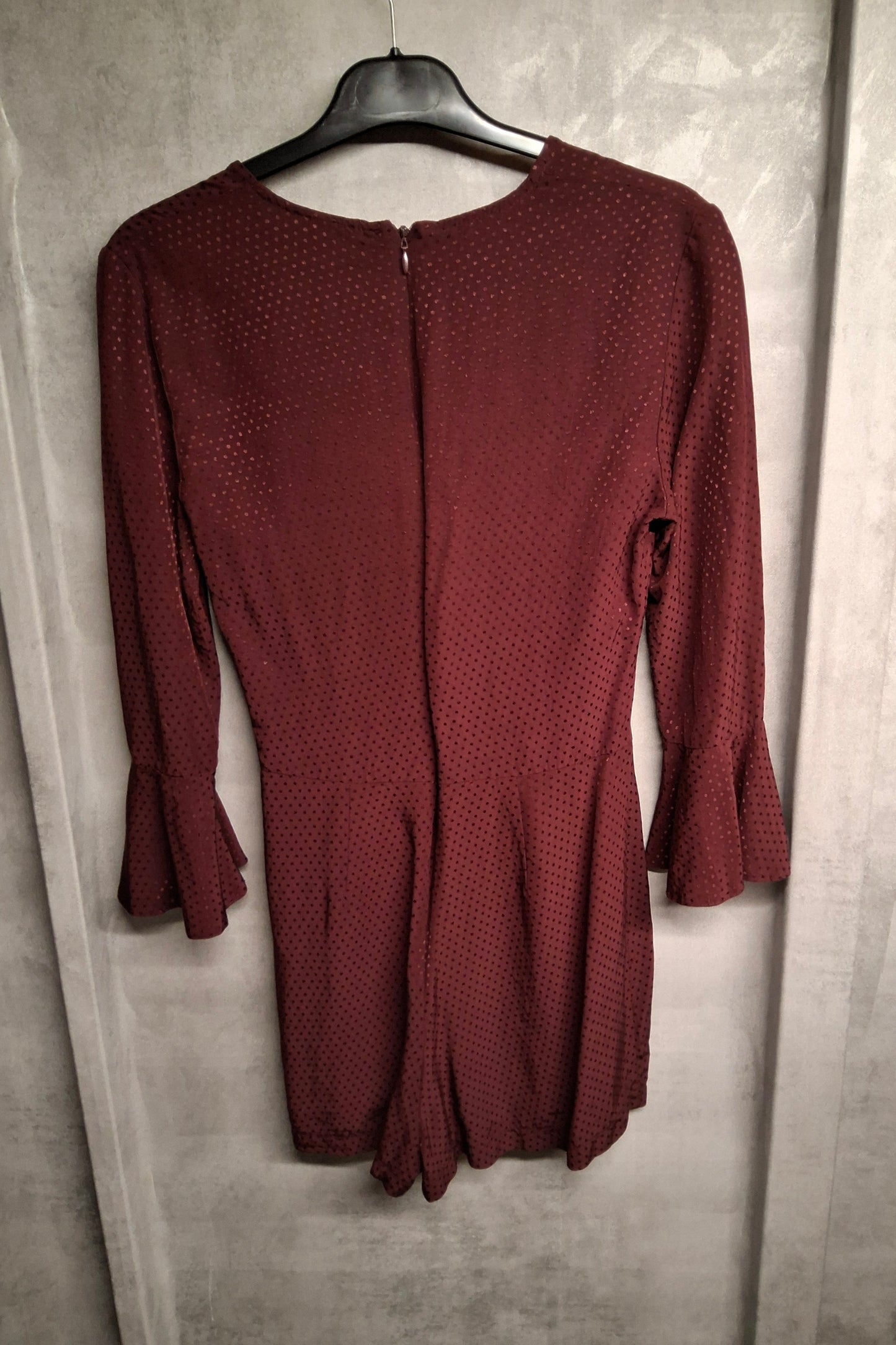Topshop Purple Playsuit – Size 10 – Bell Sleeve Wrap Style with Zip Back