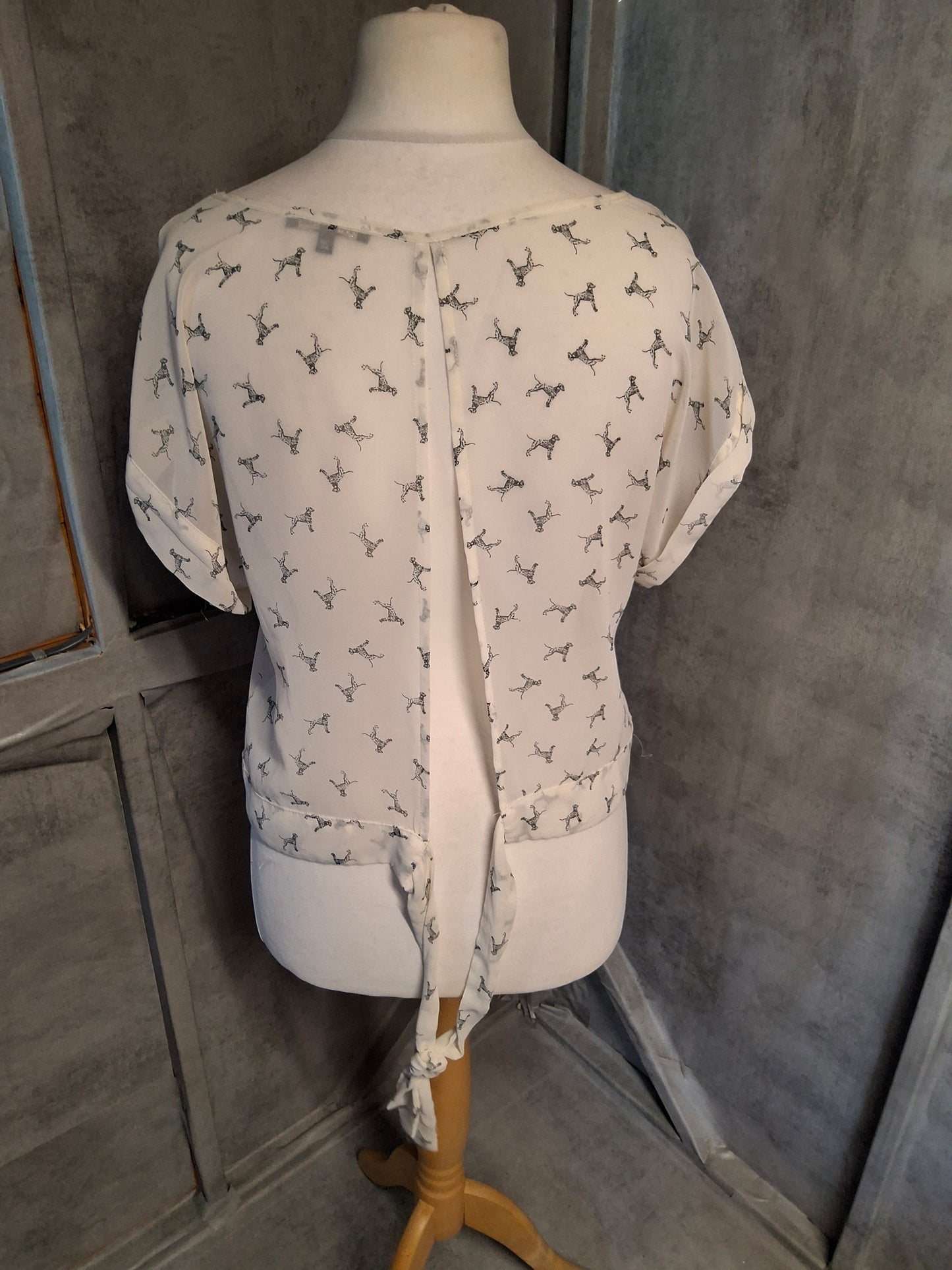 Y2K River Island Sheer Crop Top β Dog Print β Tie Back β Size 12