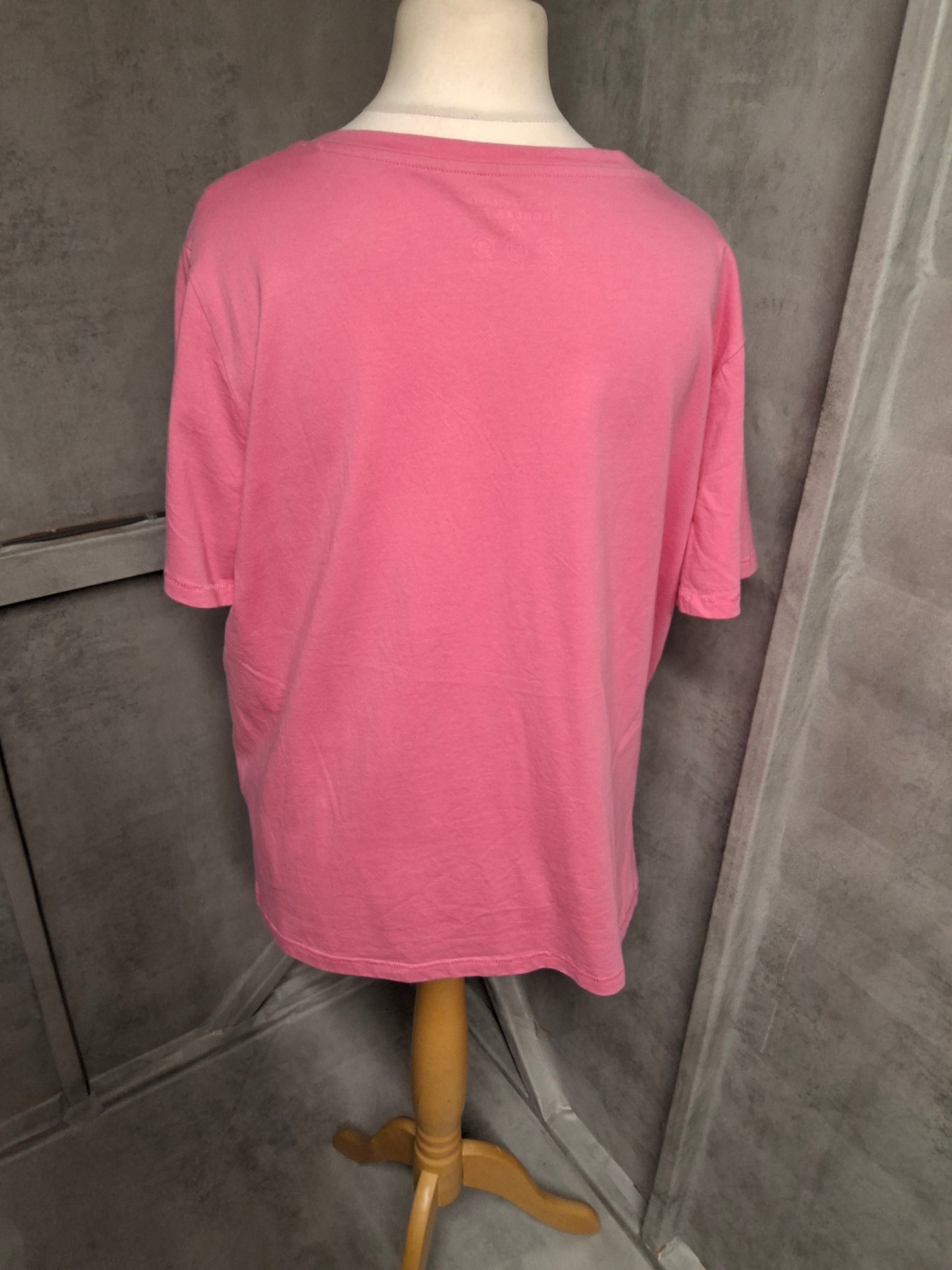 Primark Pink V-Neck Tee – 100% Cotton, Size 18/20