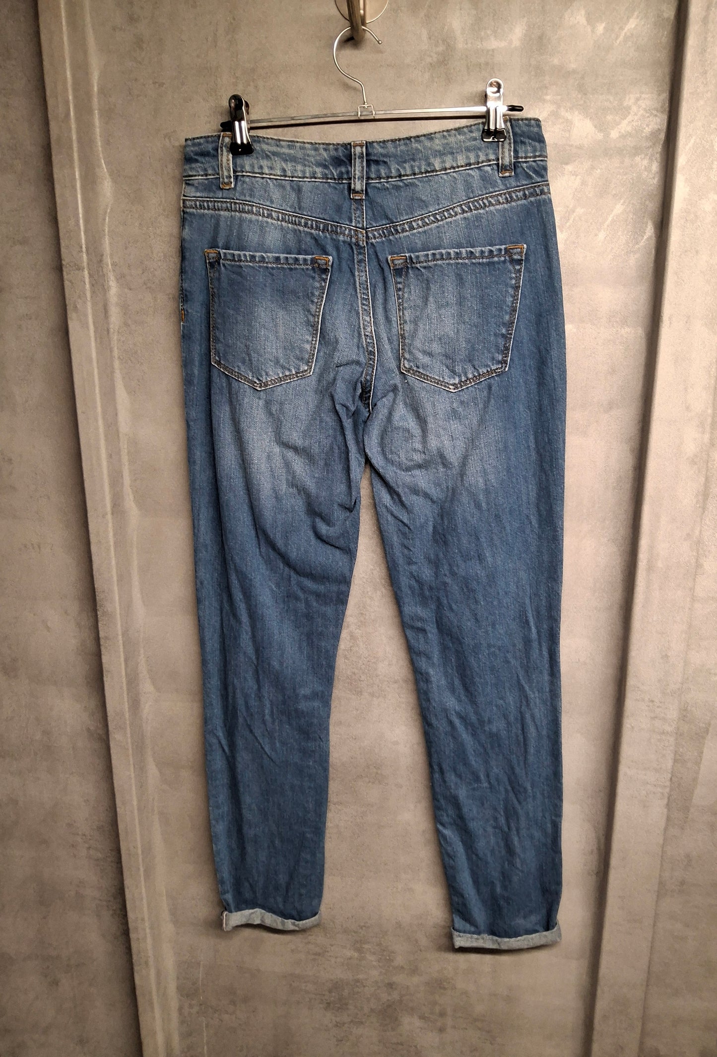 Warehouse Distressed Skinny Jeans – Size 6 Mid-Rise Blue Denim