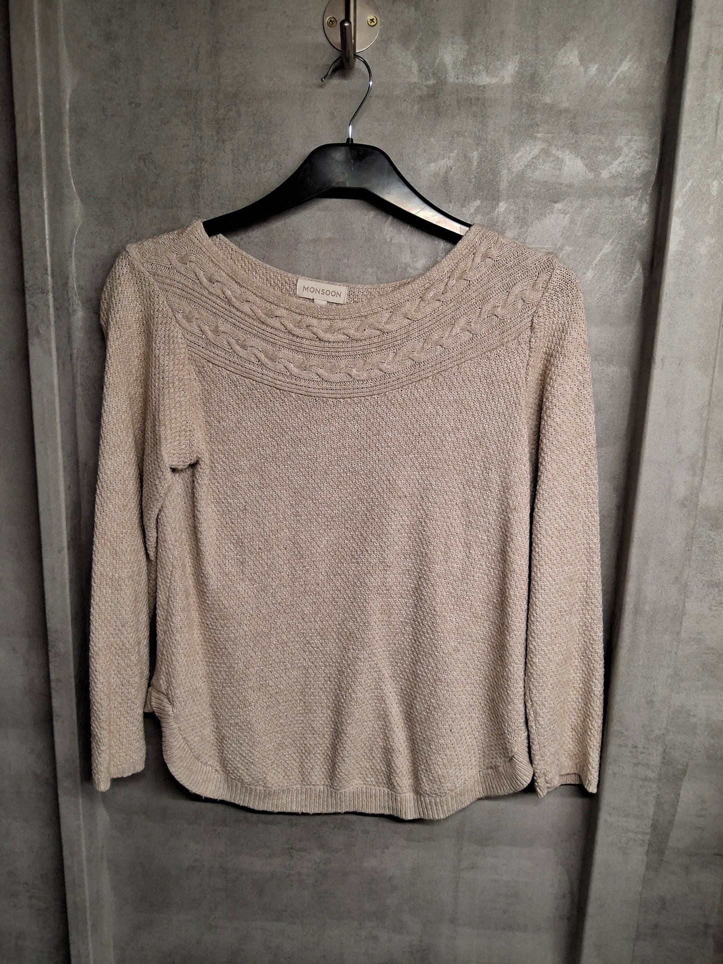Monsoon Beige Relaxed Knit Jumper – Size Small (UK Size 8/10) – Soft & Cosy Everyday Layer ✨