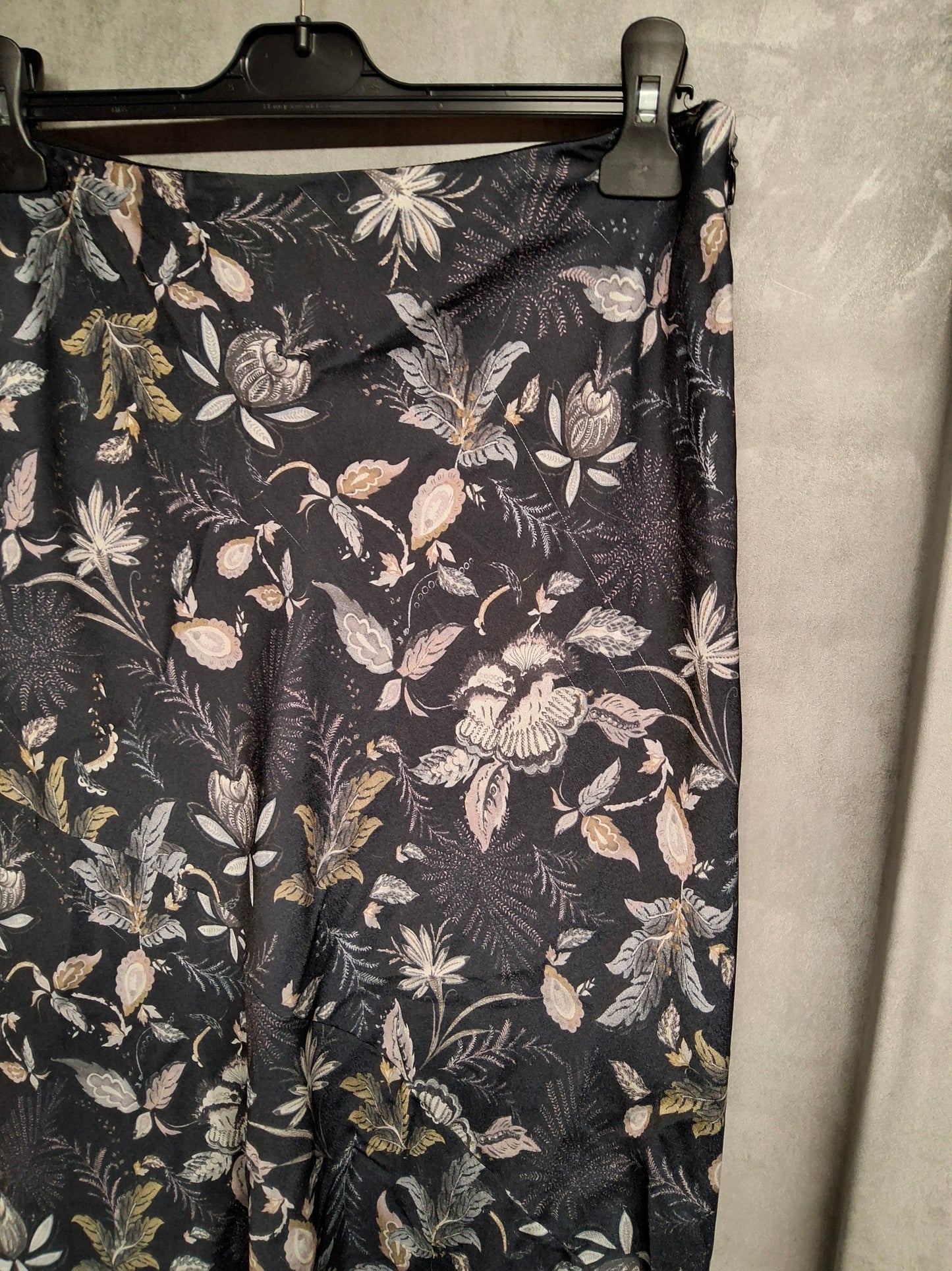 Next Navy & Purple Floral Slip Midi Skirt – Size 10 Silky Flared Style