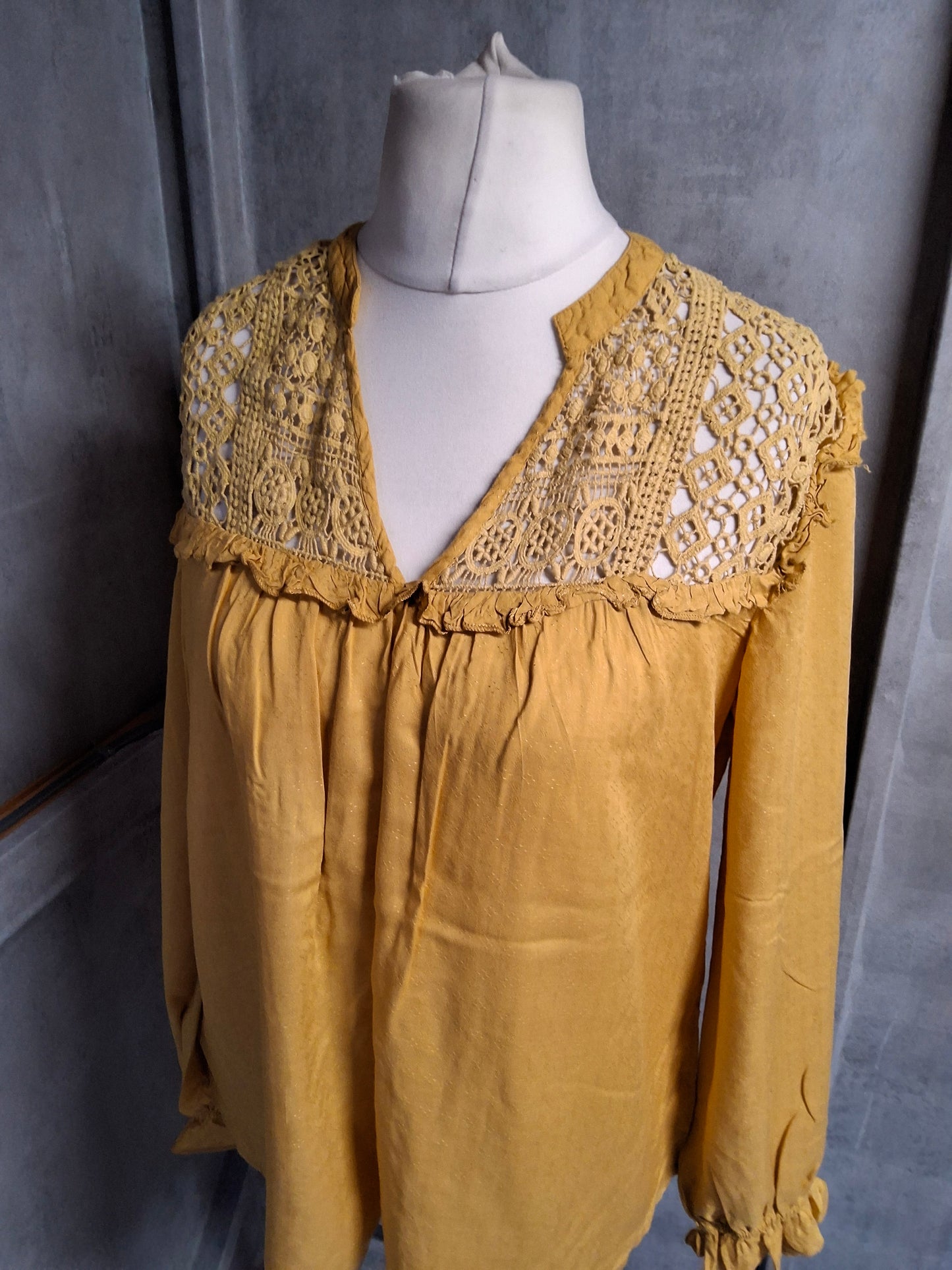 Laura Ashley Mustard Yellow Blouse – Size 12 – 100% Modal