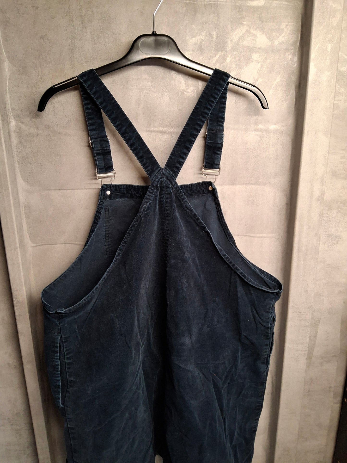 Tu Navy Cord Pinafore Dress – Size 20 – 100% Cotton – Front Pocket – Casual Layering