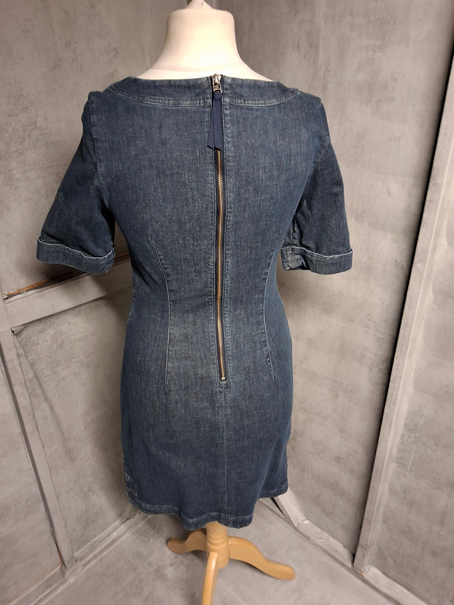 Boden 100% Cotton Denim Dress with Back Zip – Size 10R