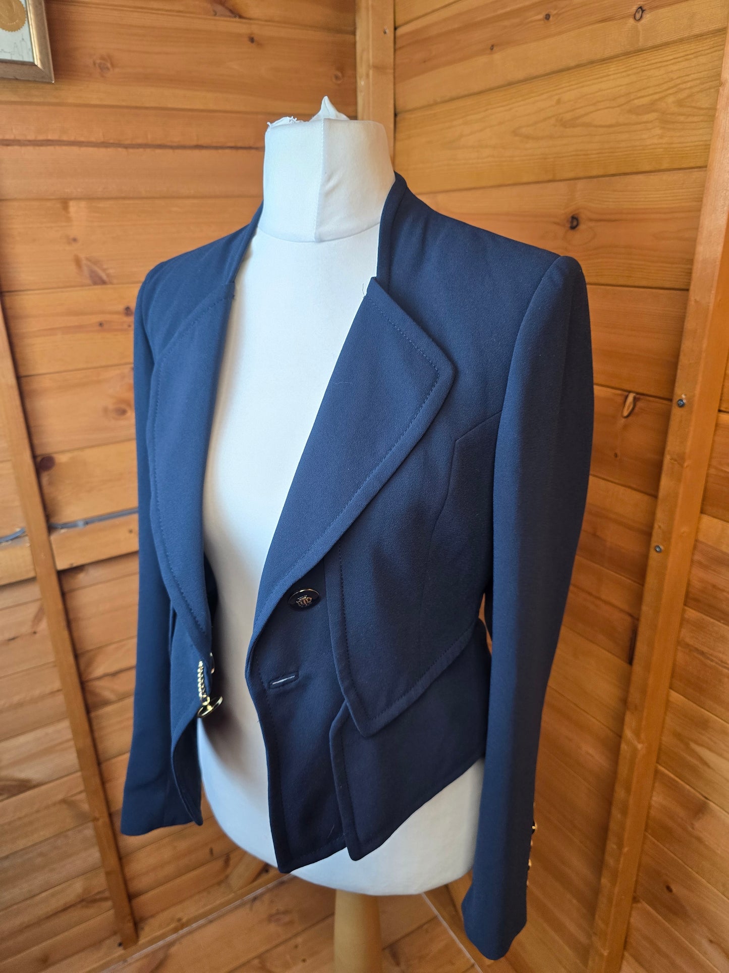 Autograph Navy Blazer Size 10 – Military Style, Lined, Button Front, Chain Detail, Tailored Fit