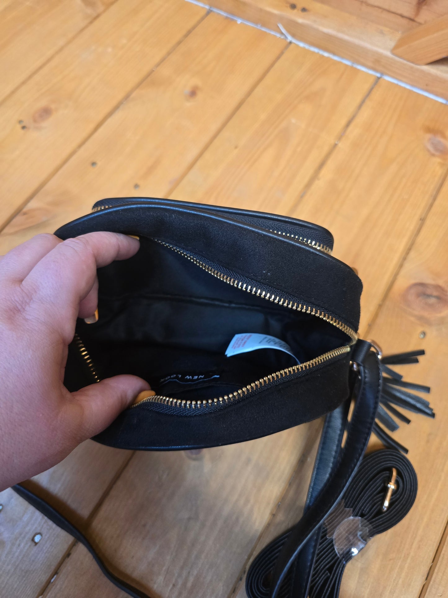 π€ New Look Black Suede Crossbody Bag with Extra Strap π