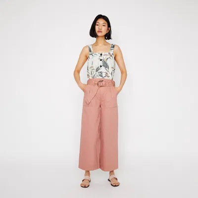 Warehouse Bird Print Linen Blend Vest Top – Size 12 – Button Front