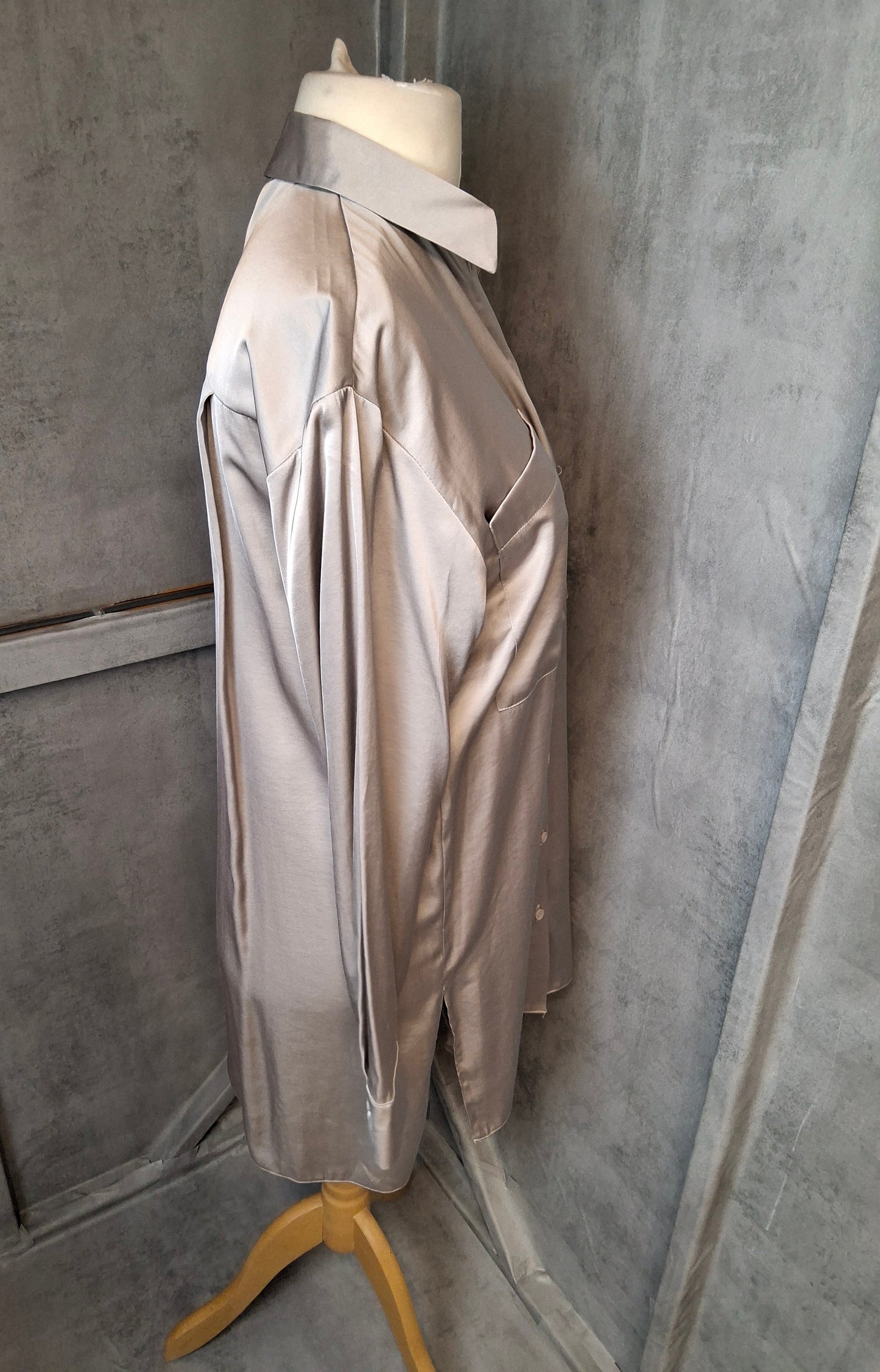 Primark Grey Silky Shirt | Long Sleeve | Size 12 | Smart Casual Workwear | New with Tags