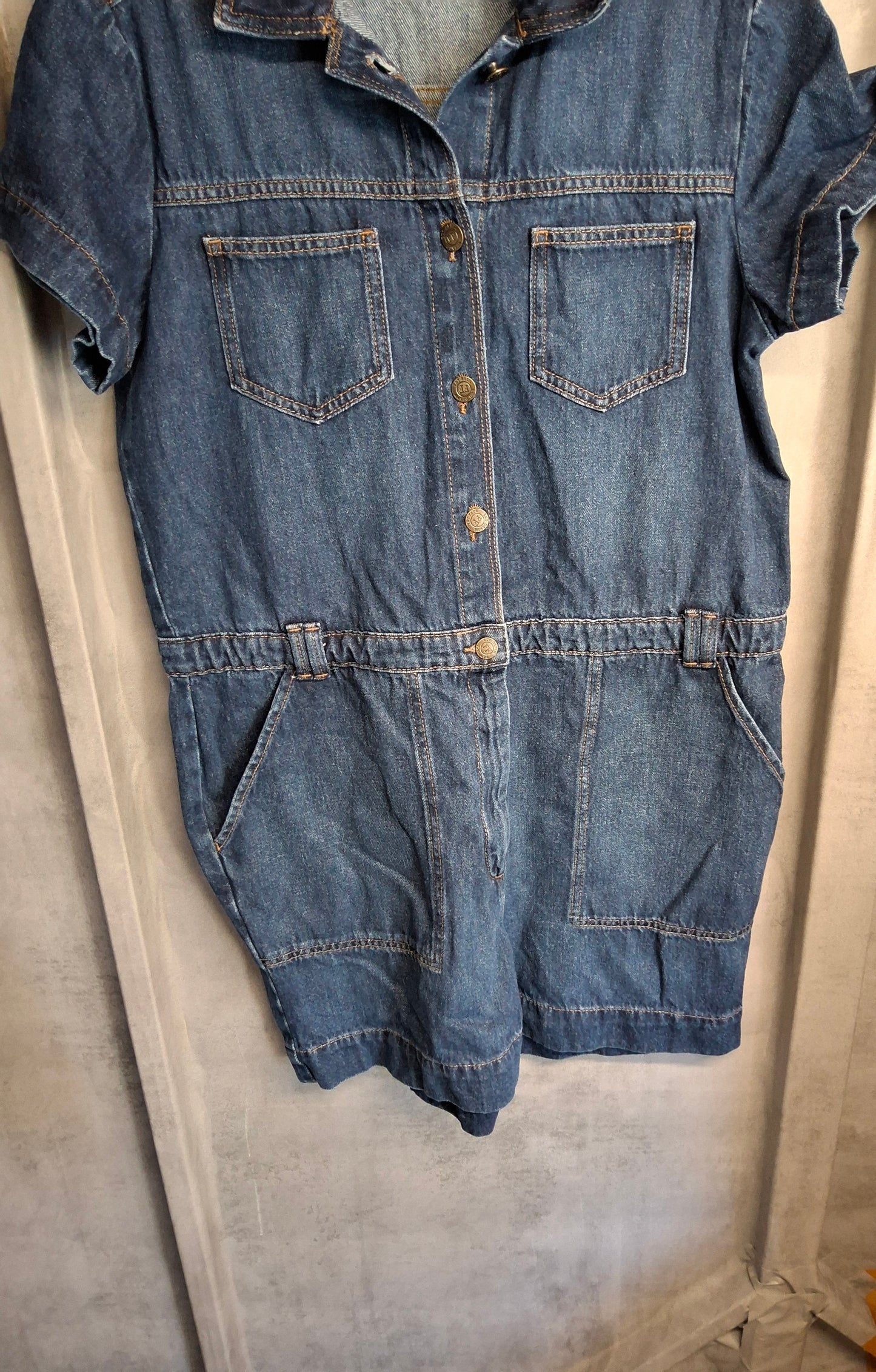 FatFace ‘Imogen’ Denim Playsuit – 100% Cotton – Size 12 with Pockets