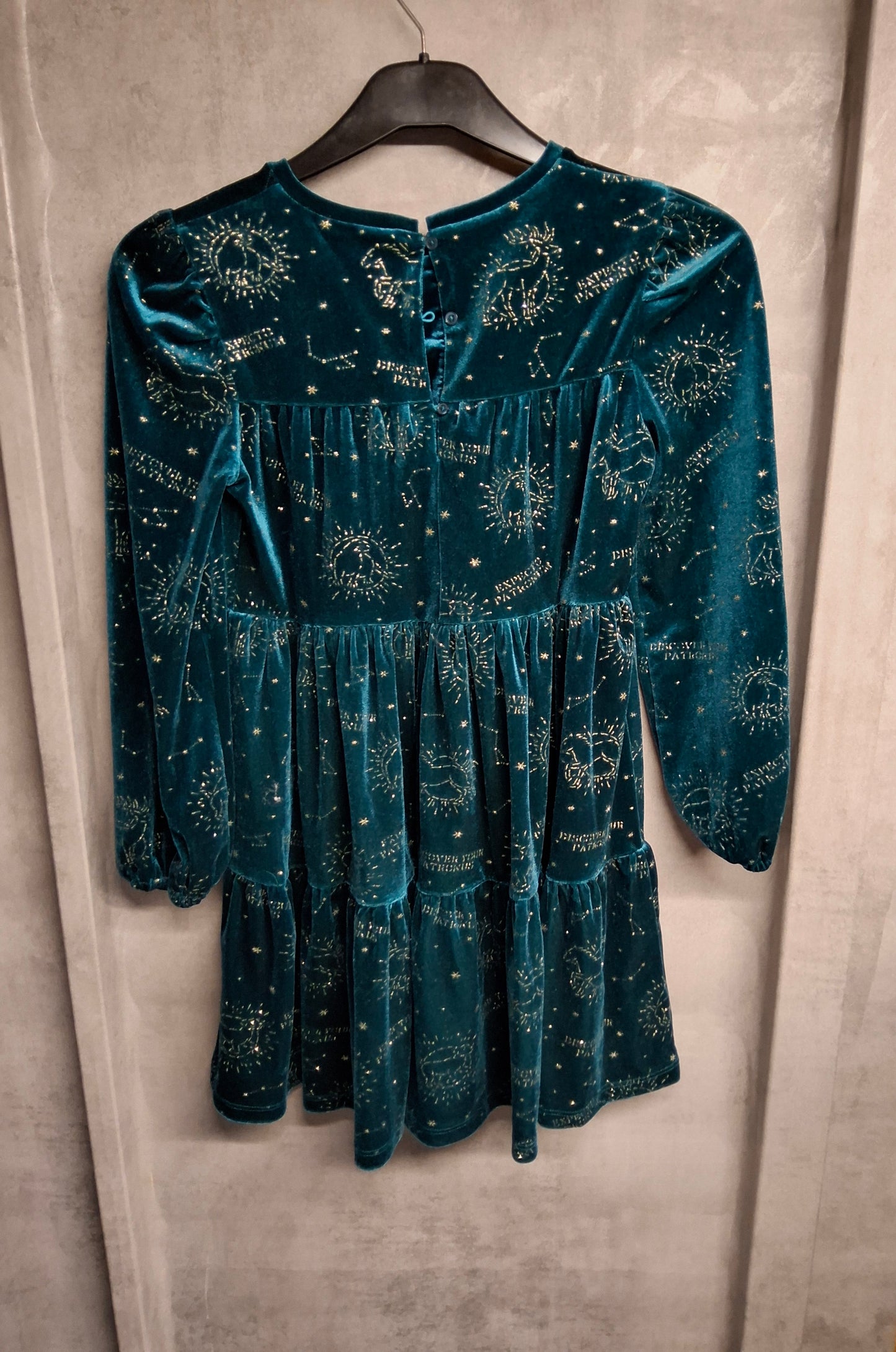 M&S Girls Harry Potter Green Velvet & Gold Glitter Dress – Age 9-10 Years