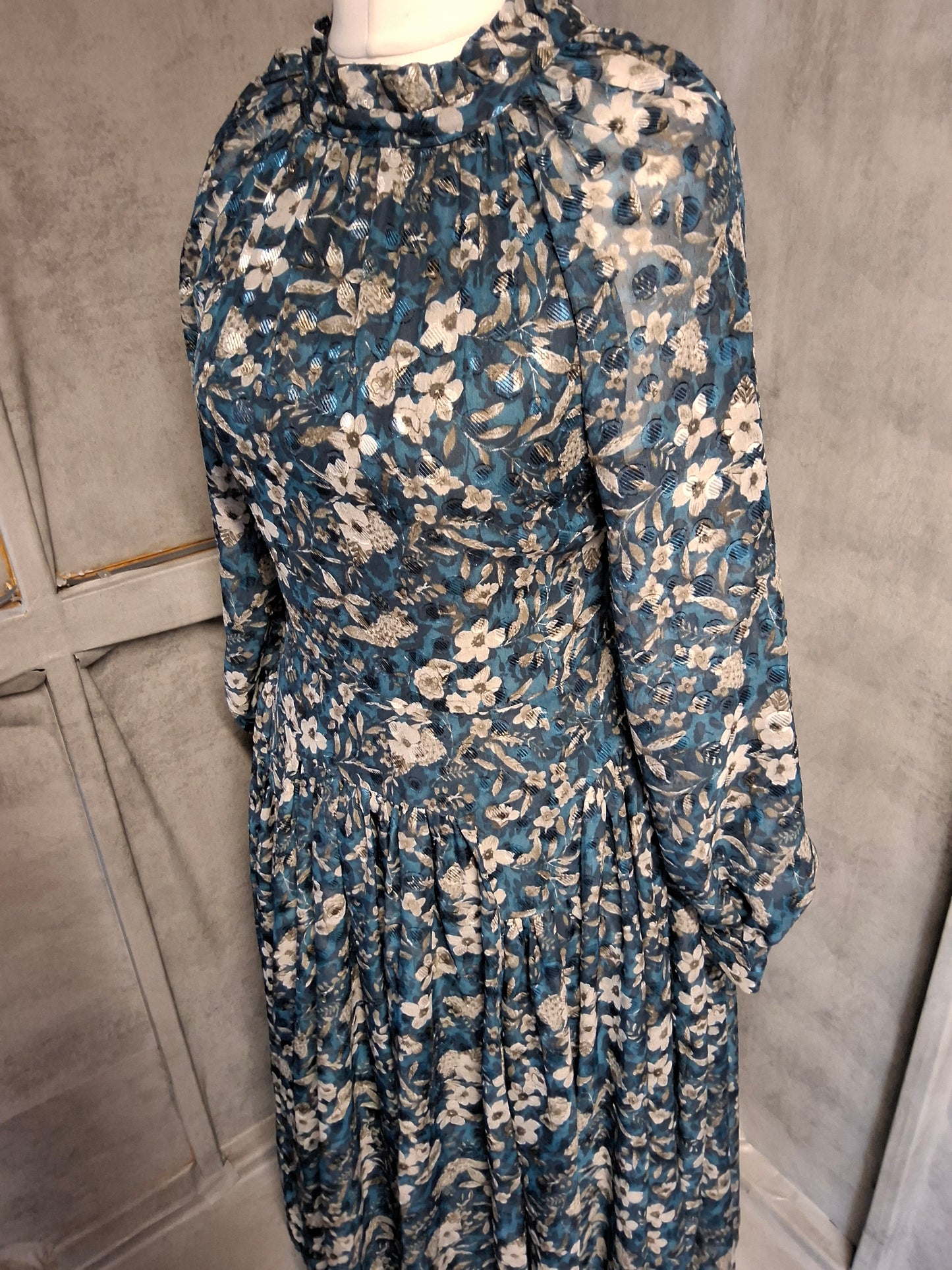 Coast Blue Floral Maxi Dress ā Size 10 ā Long Sleeve Dress šø