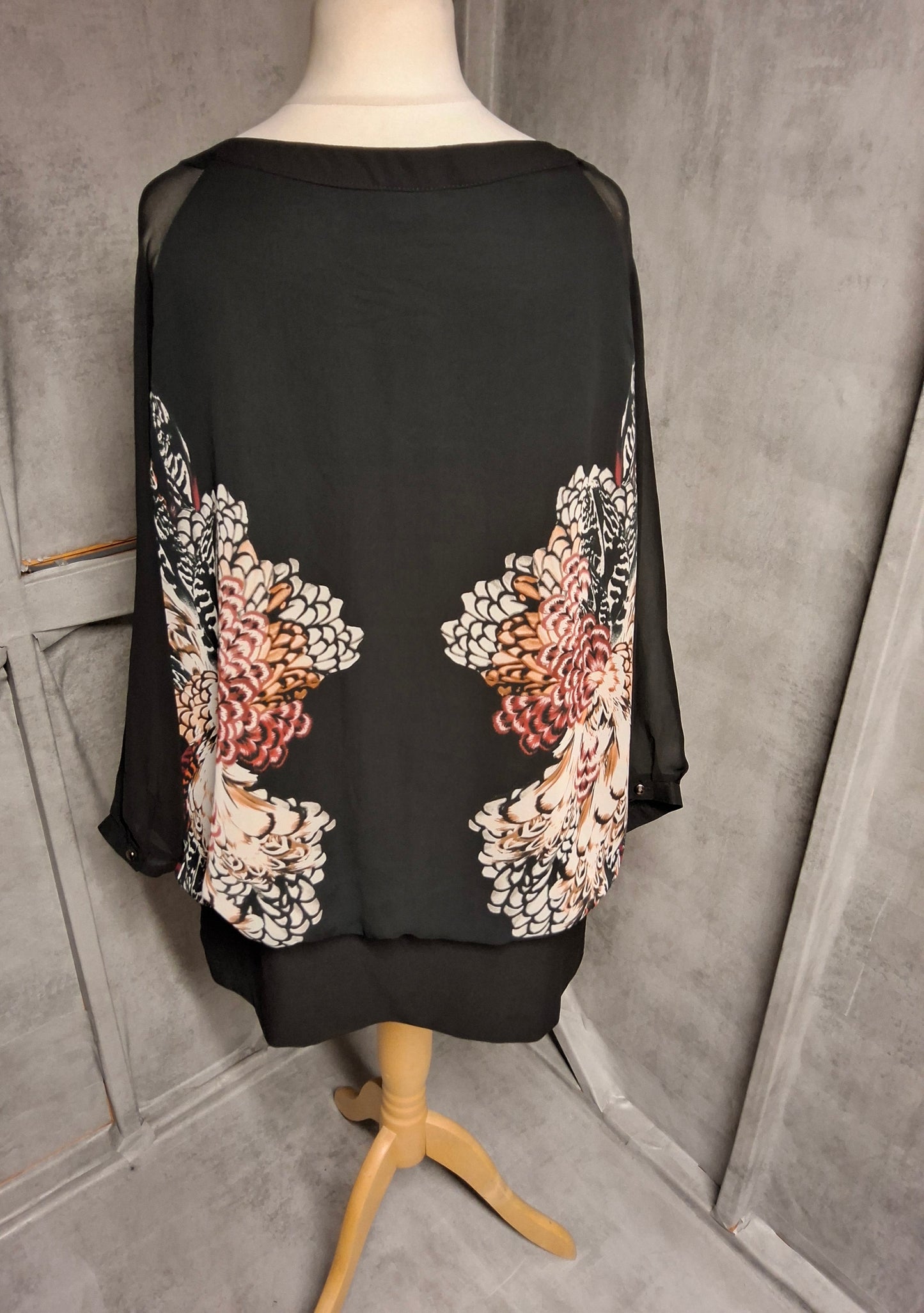 Star by Julien Macdonald Black Floral Lace-Up Blouse β Size 24 β Sheer & Floaty