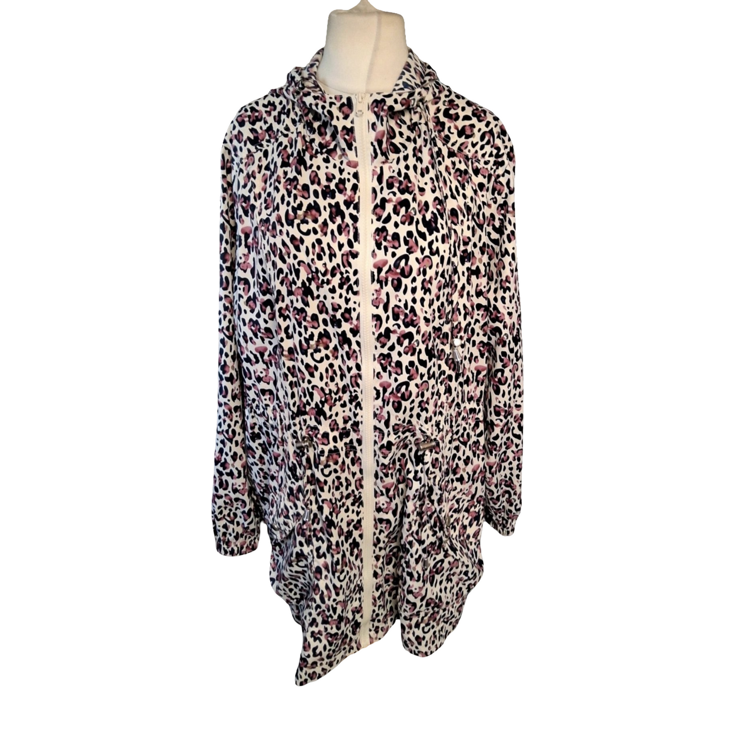 Matalan Pink, Navy & White Animal Print Lightweight Rain Coat β Size 18