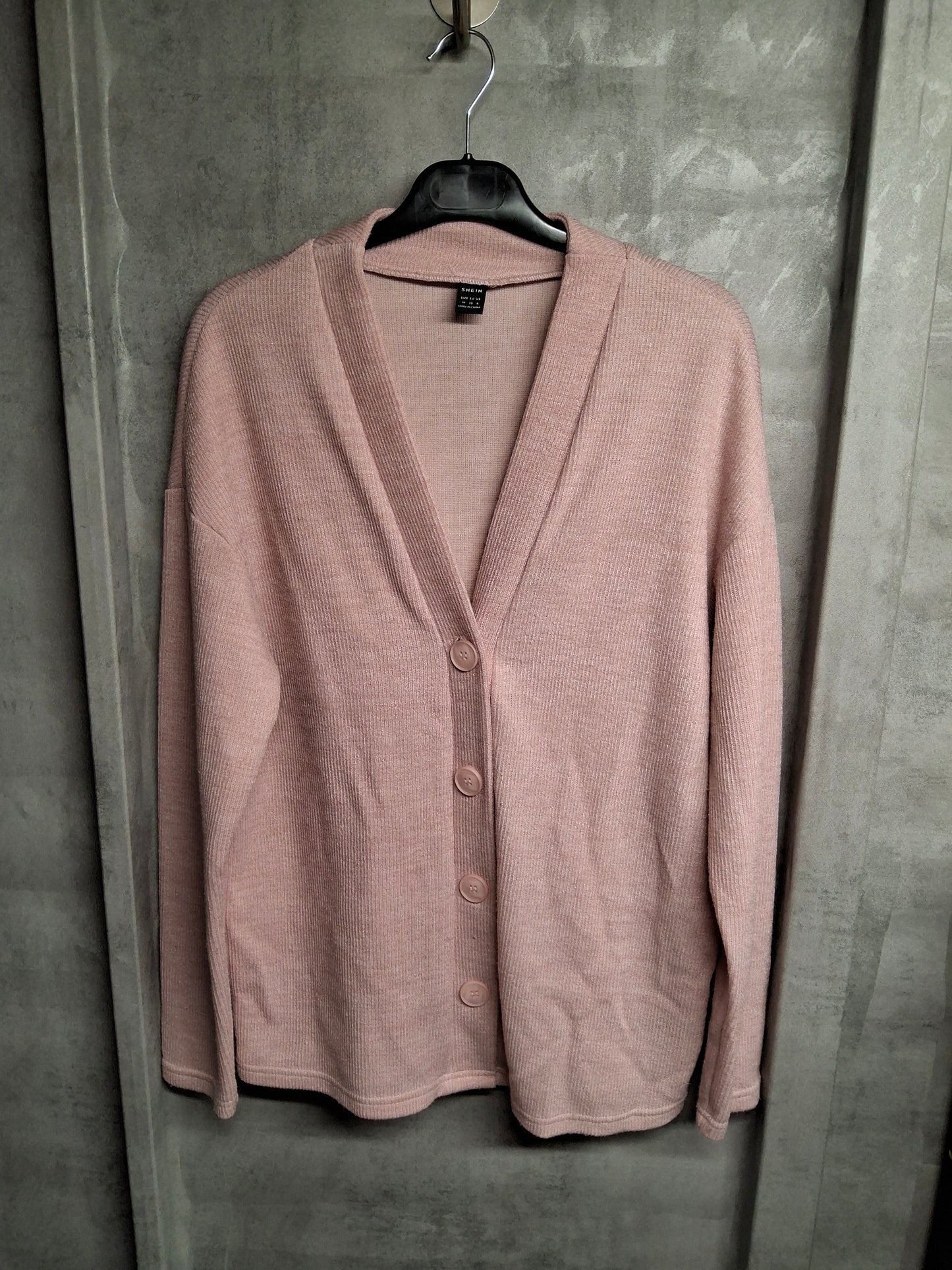 Shein Pale Pink V-Neck Button Cardigan – Size M (10/12)